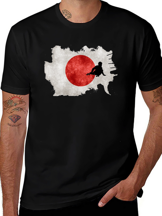 Japan Flag Skateboarder Graphic Tee