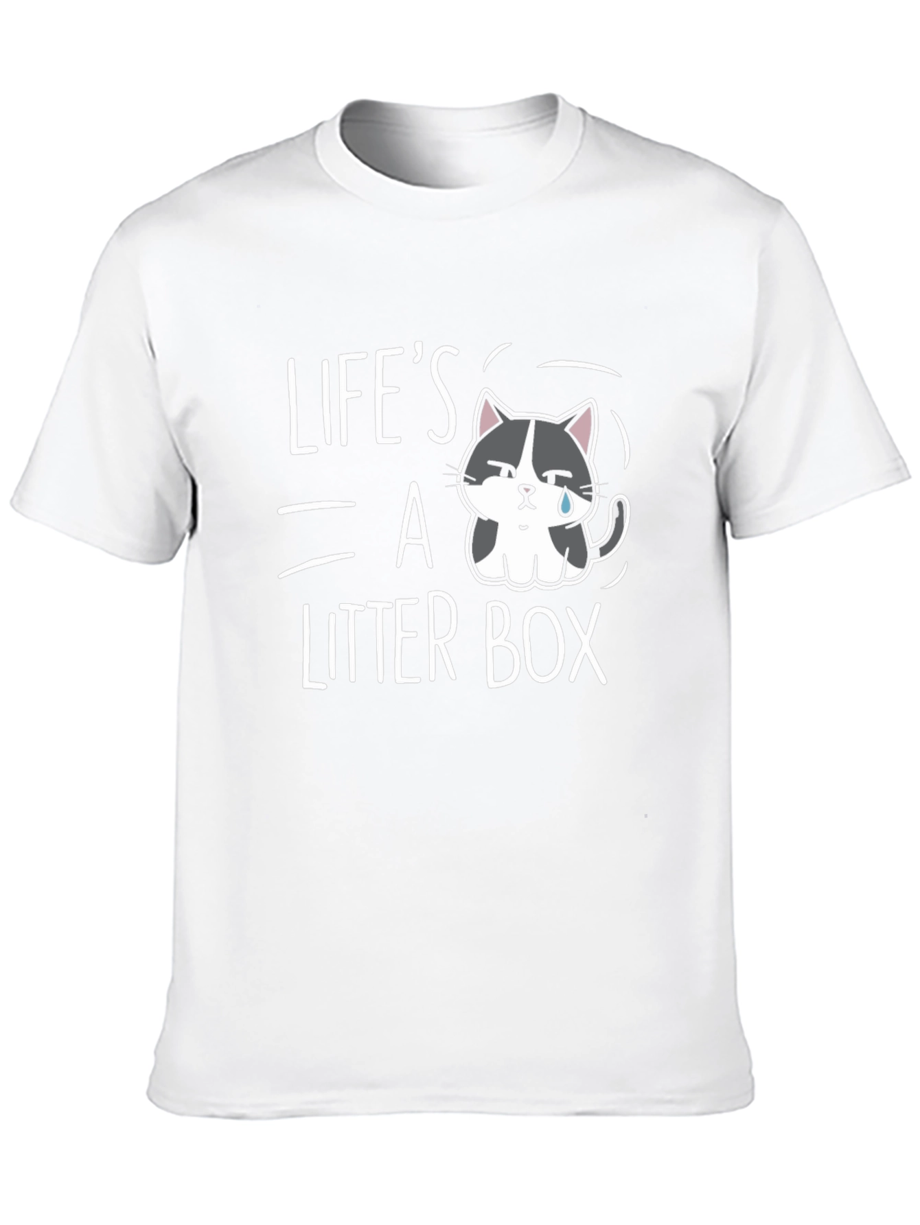 Lifes A Litter Box T-Shirt - Sad Cat Design