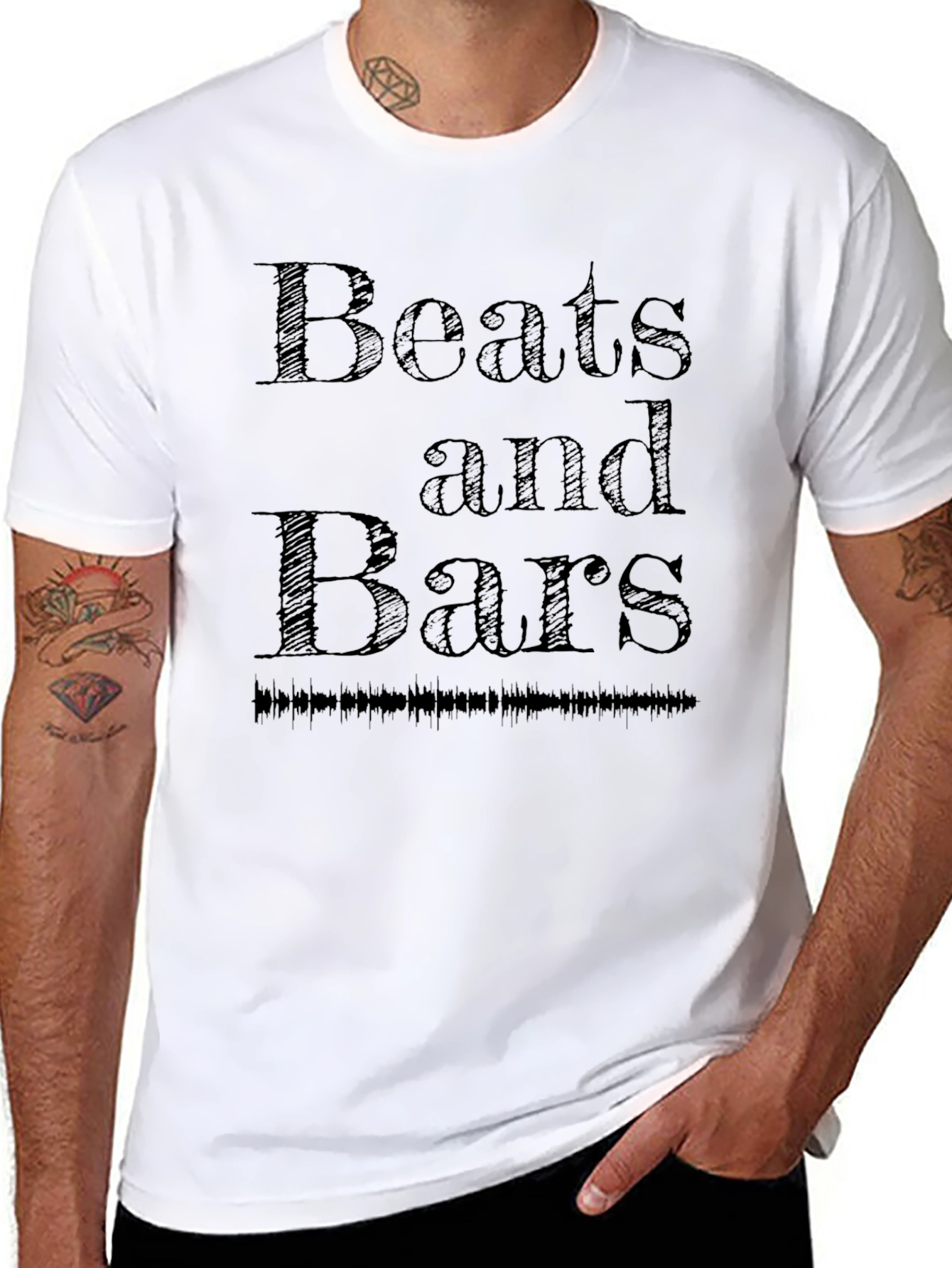 Beats and Bars Black Graphic T-Shirt