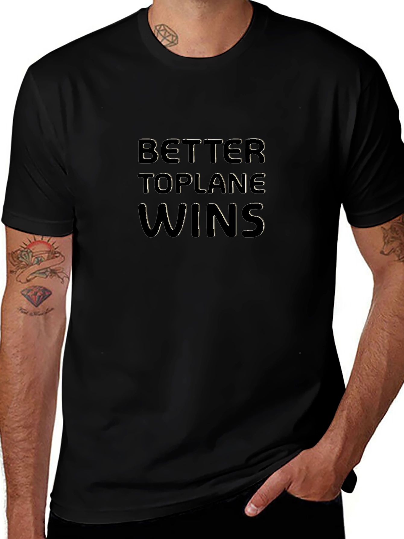 Better Toplane Wins Black Graphic Tee