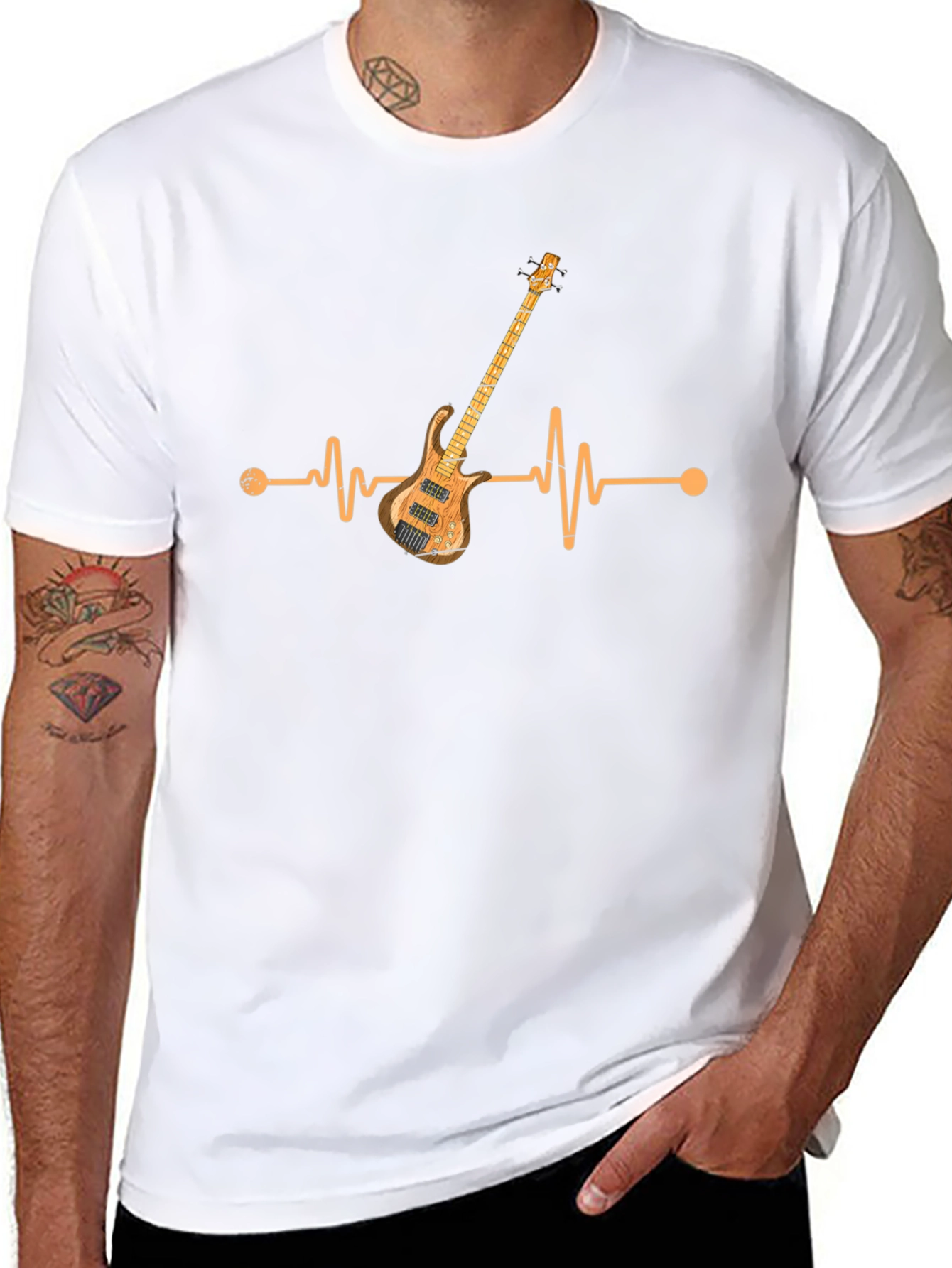 Bass Guitar Heartbeat Graphic T-Shirt