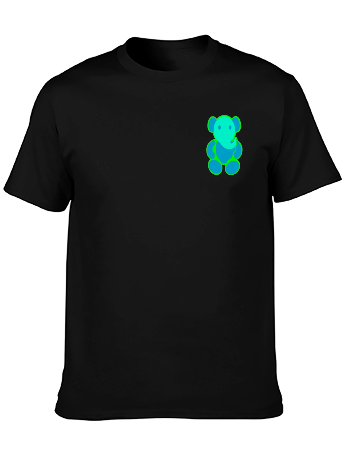 Black T-Shirt with Neon Bear Design