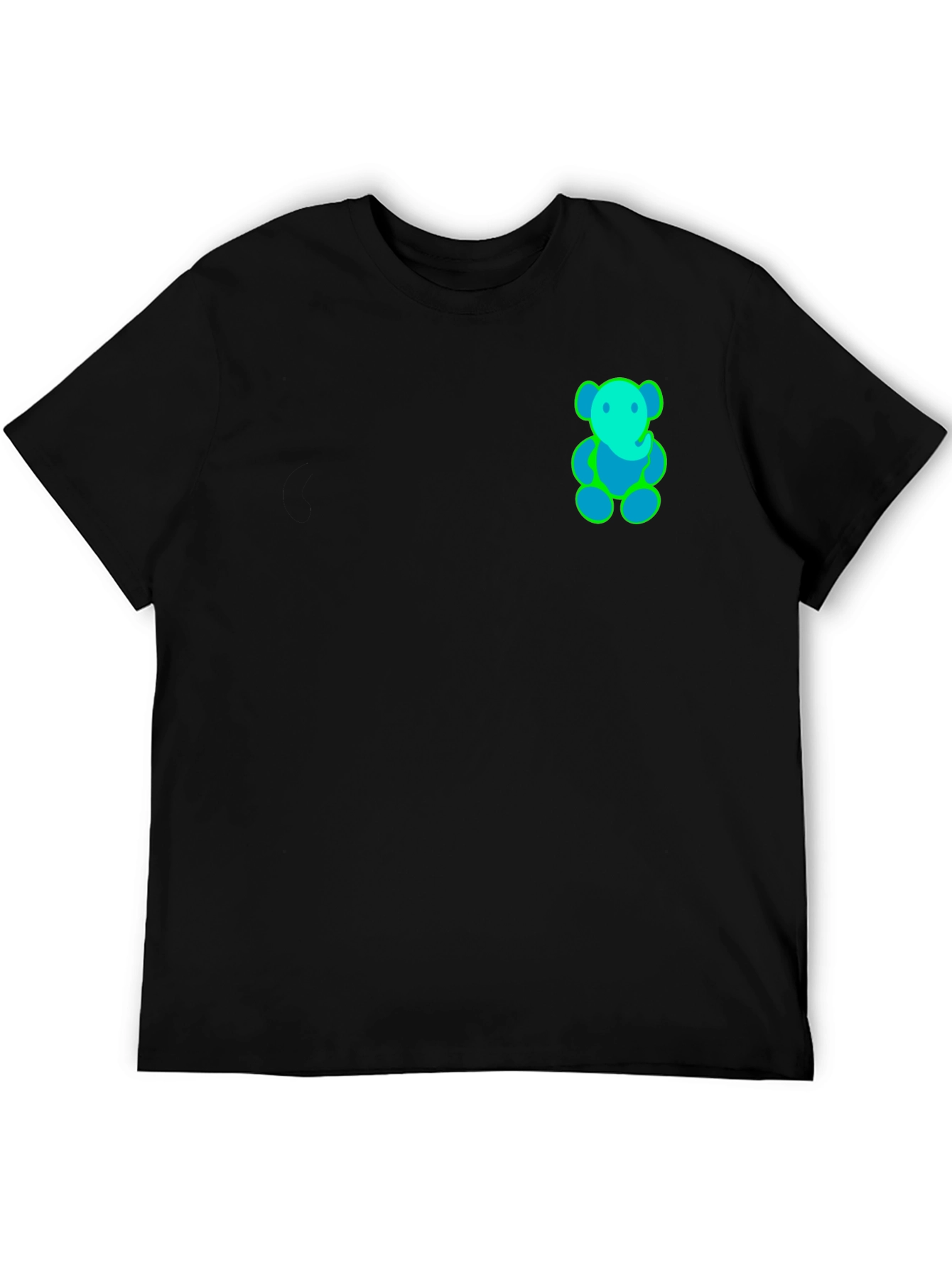 Black T-Shirt with Neon Bear Design