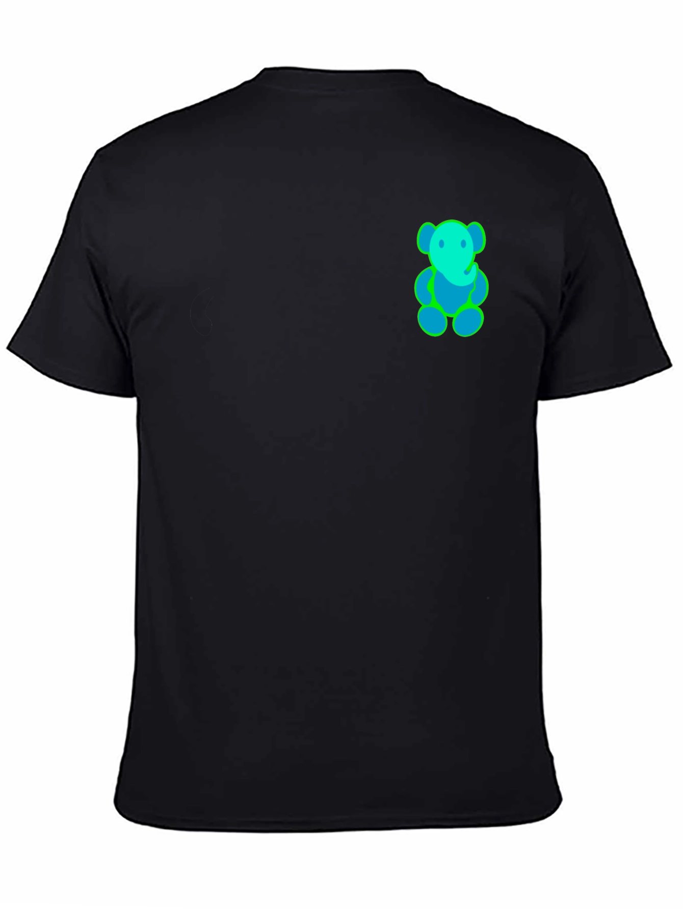 Black T-Shirt with Neon Bear Design