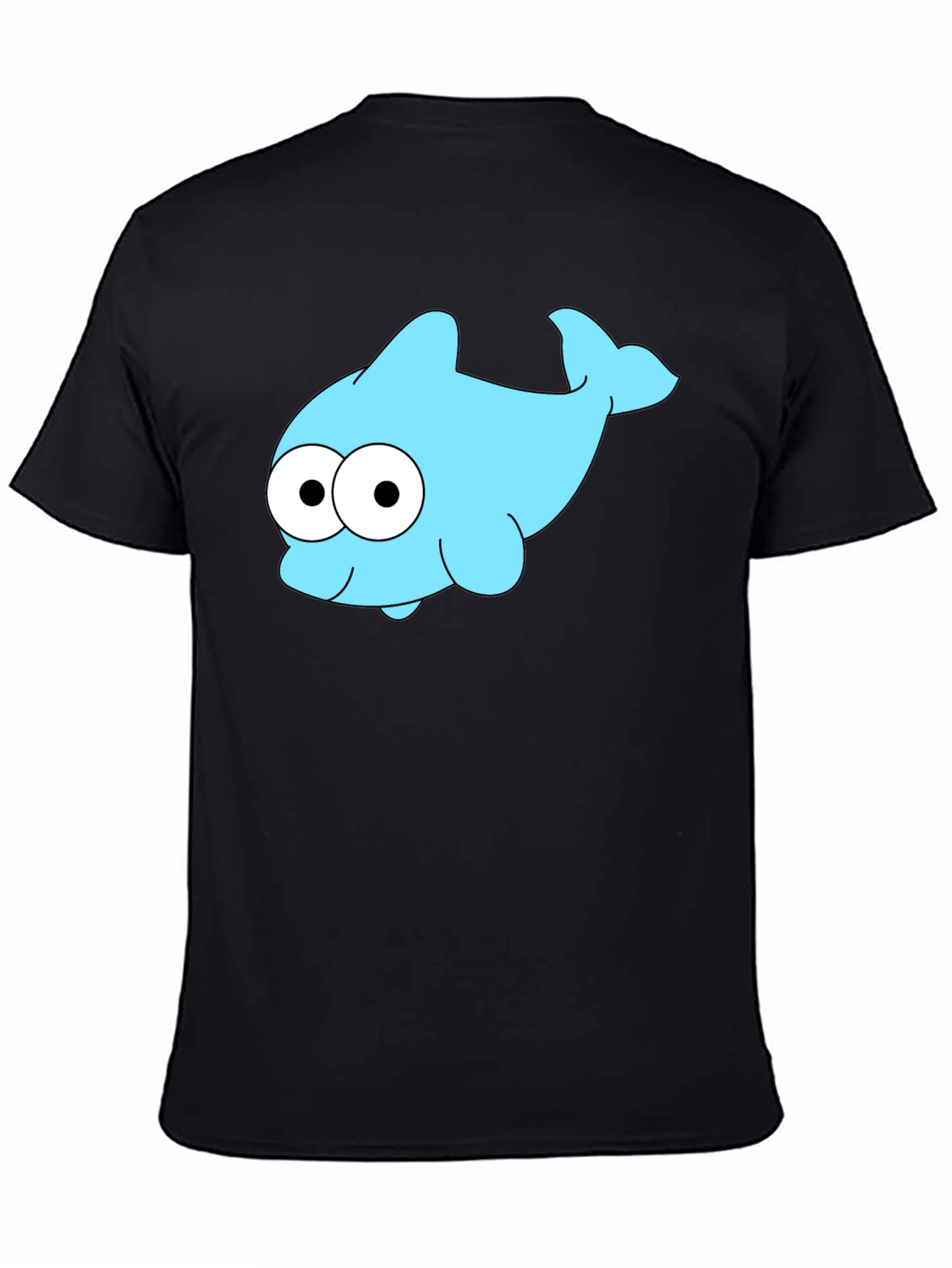 Cartoon Dolphin Graphic Tee - Black