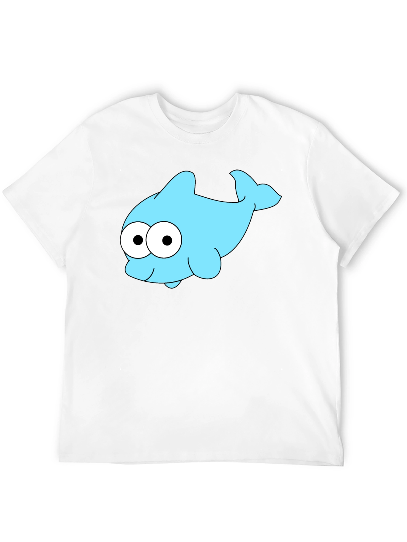 Cartoon Dolphin Graphic Tee - Black