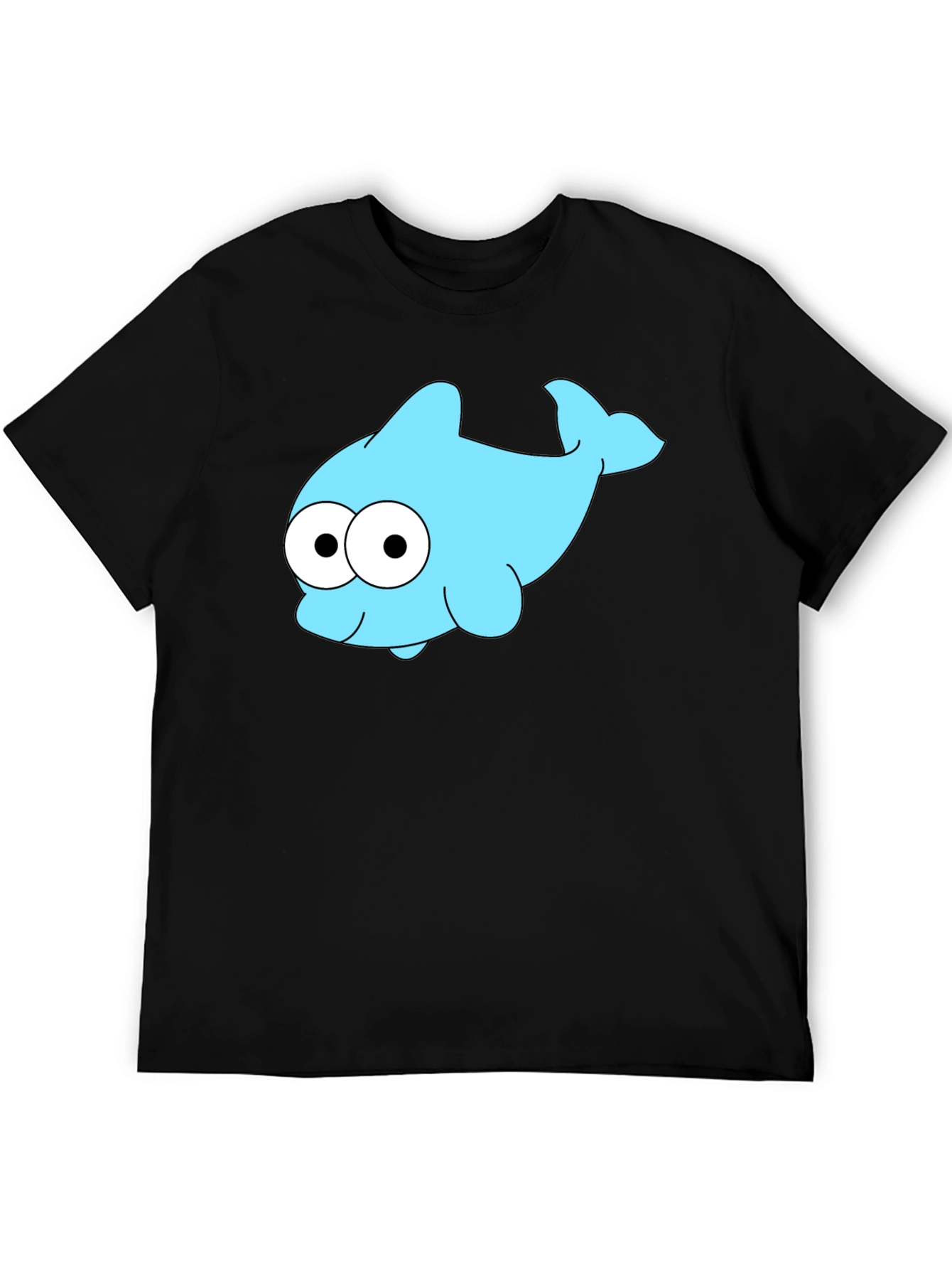 Cartoon Dolphin Graphic Tee - Black