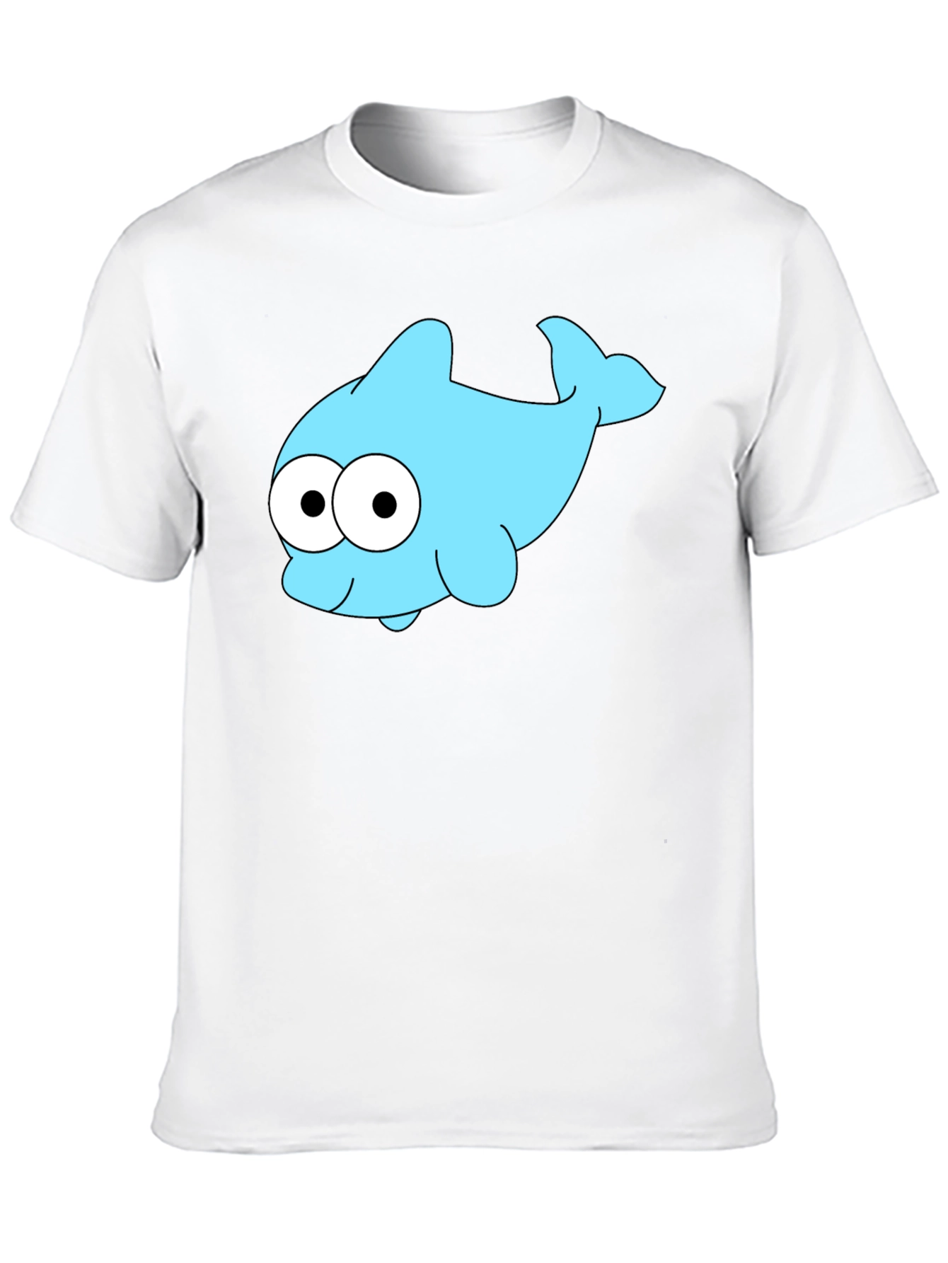 Cartoon Dolphin Graphic Tee - Black