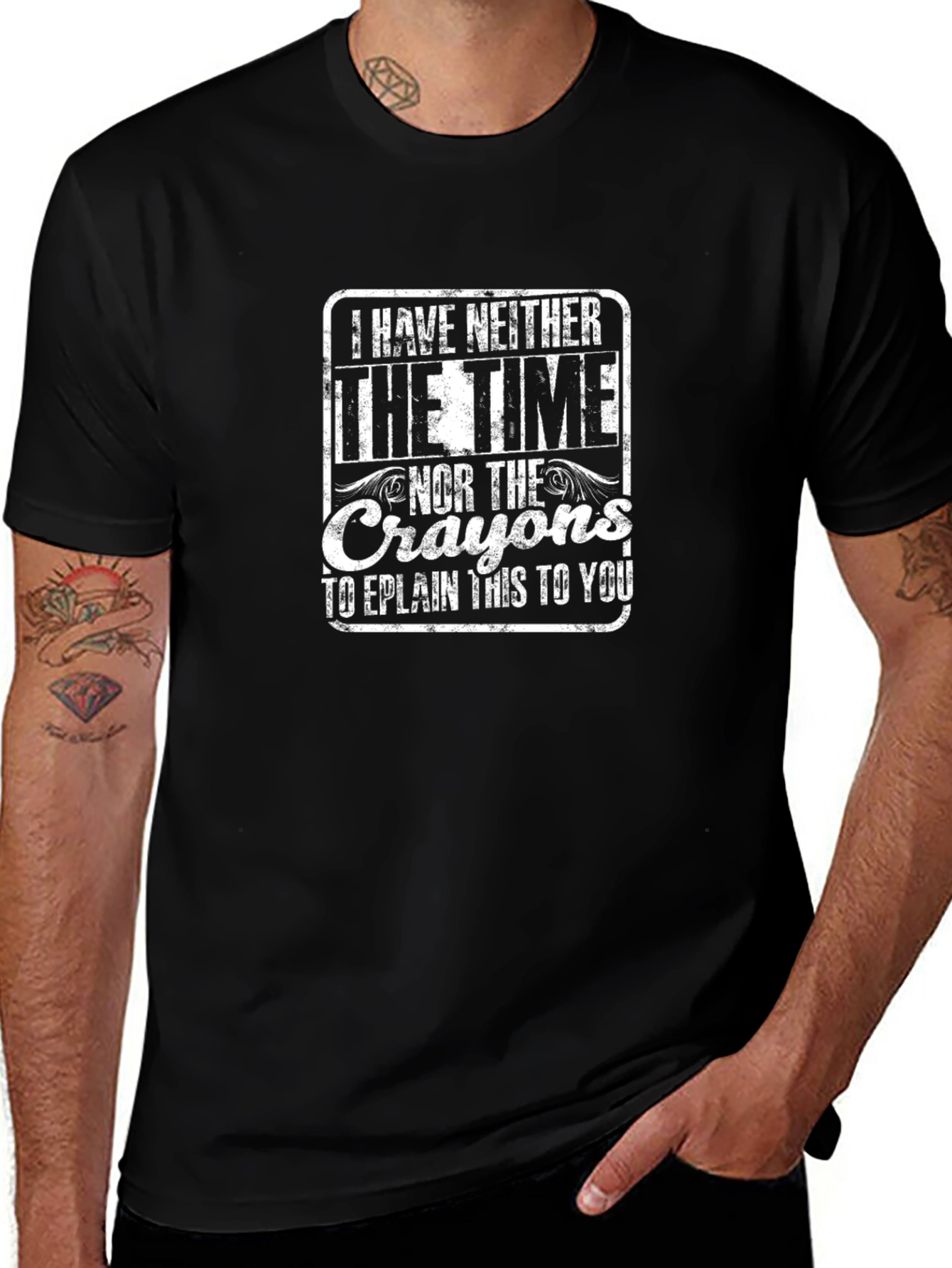 Humorous No Time No Crayons Graphic Tee