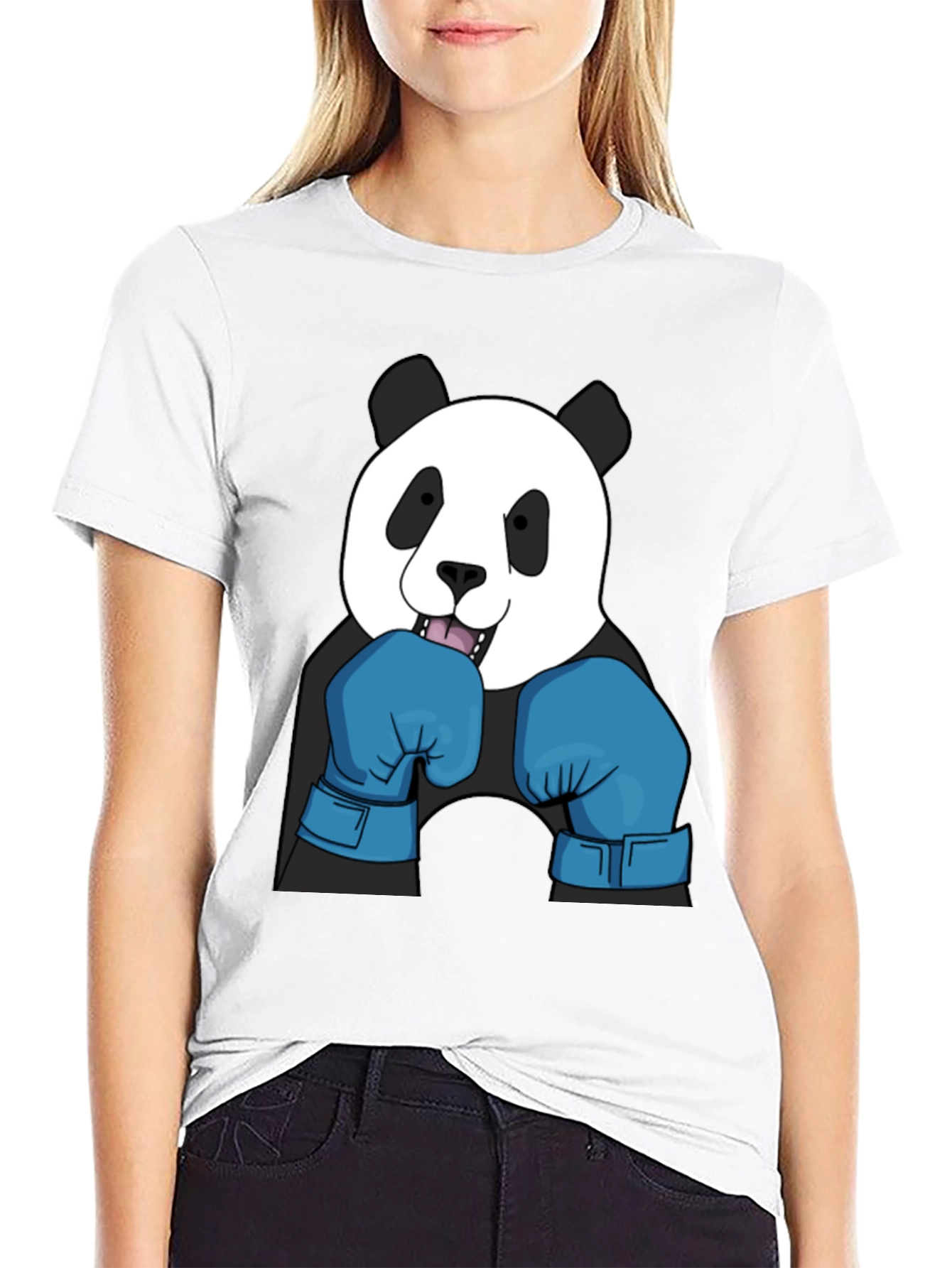 Panda Boxer T-Shirt - Black Cotton Tee