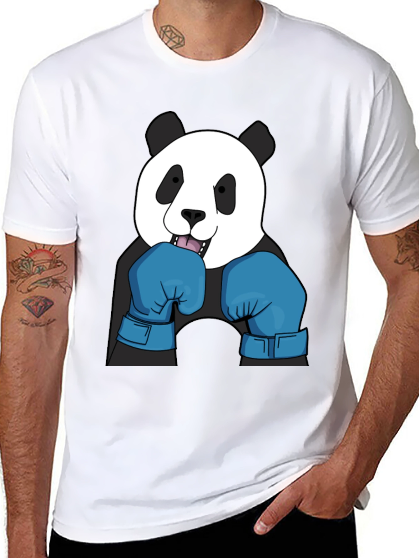 Panda Boxer T-Shirt - Black Cotton Tee