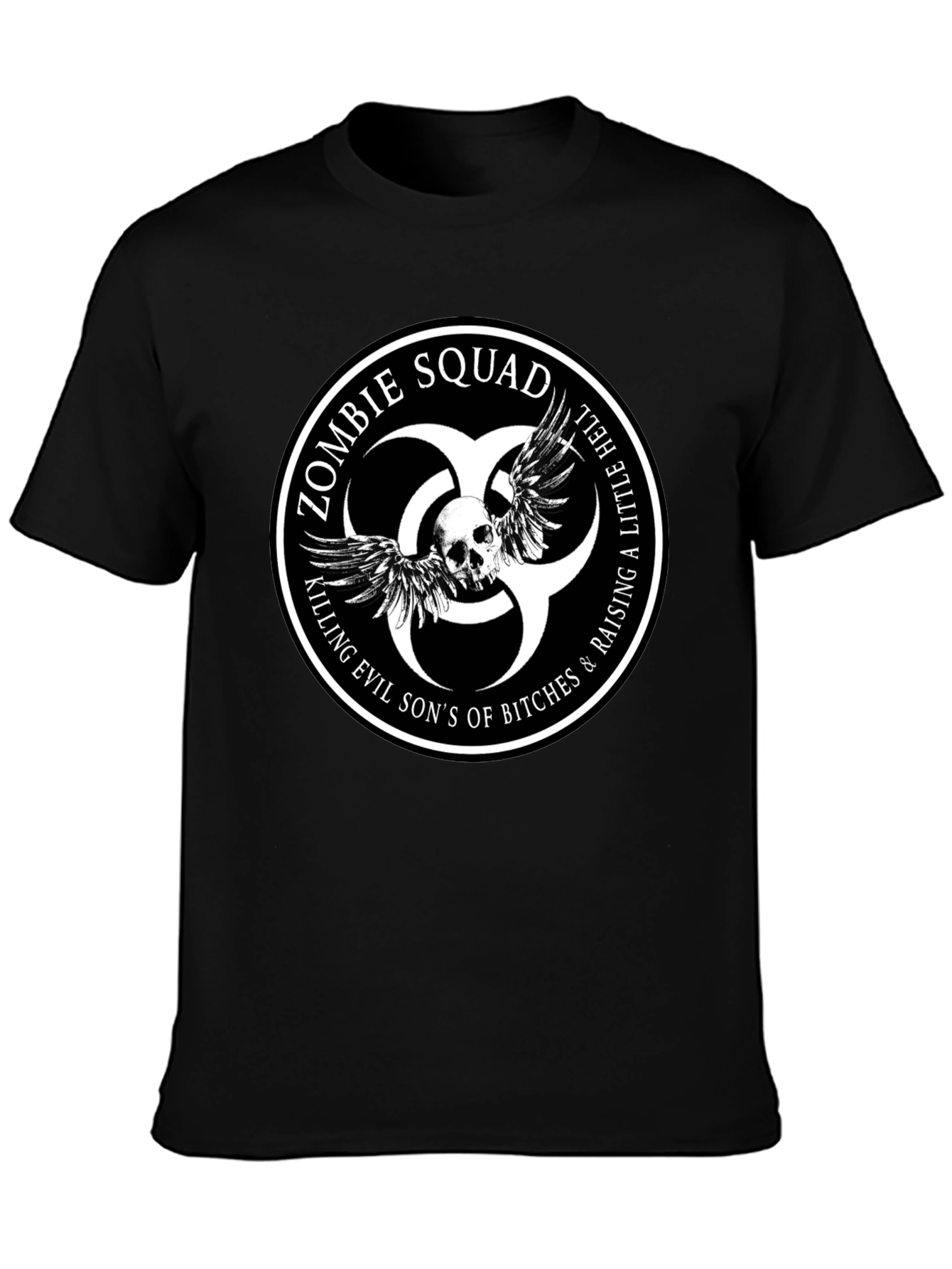 Zombie Squad Graphic Tee - Skull & Wings Design