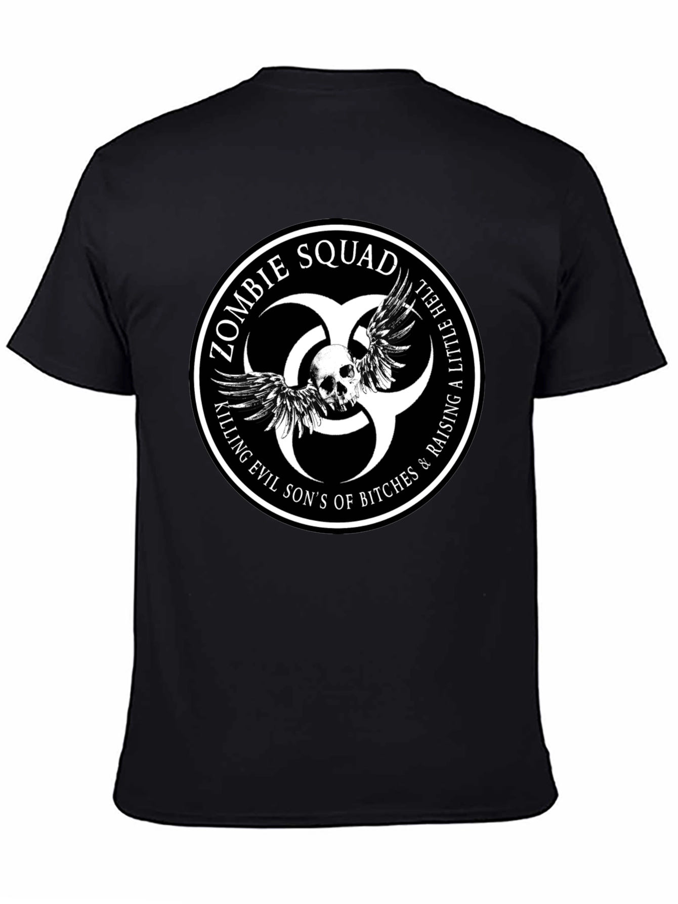Zombie Squad Graphic Tee - Skull & Wings Design