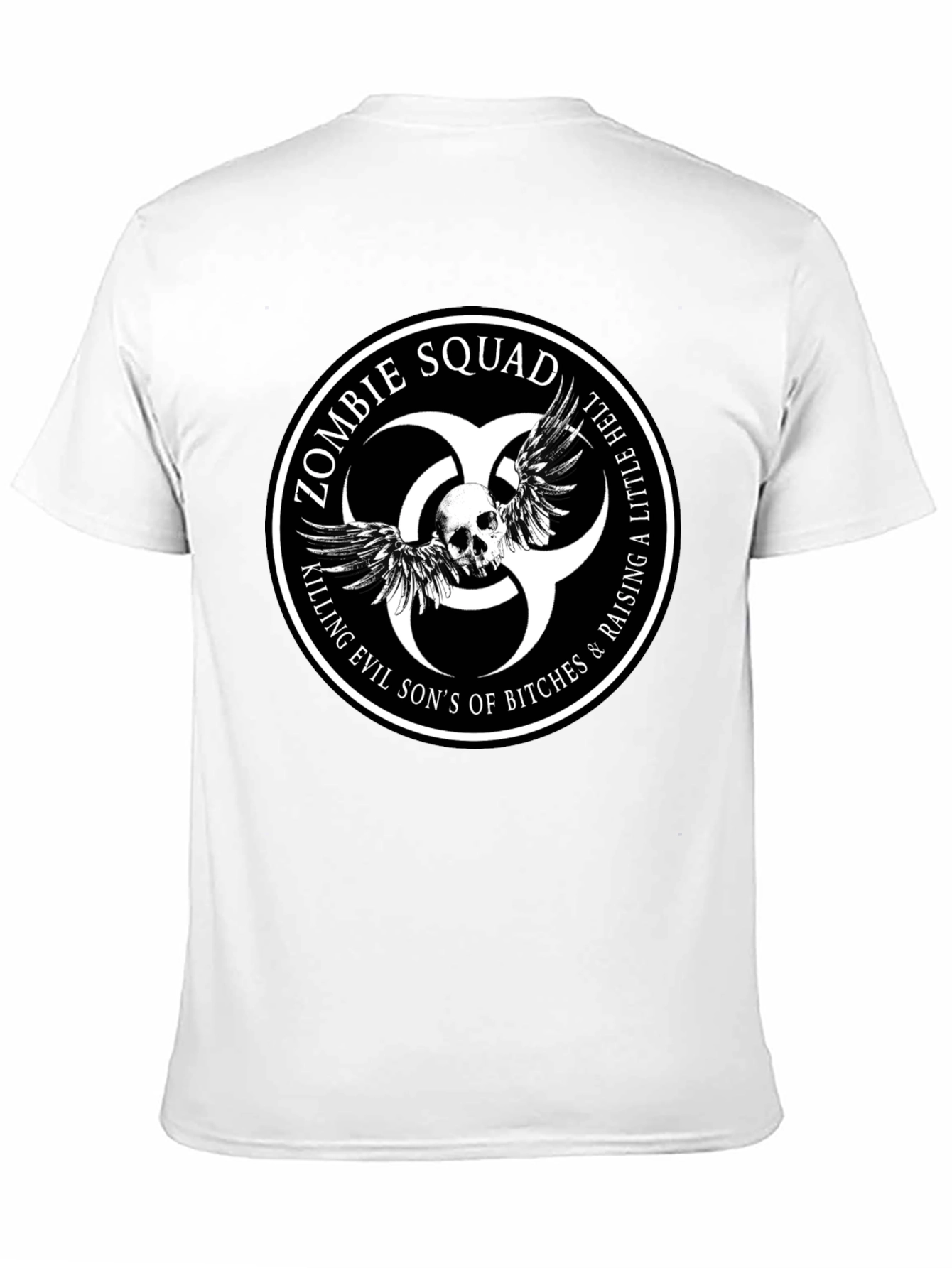 Zombie Squad Graphic Tee - Skull & Wings Design