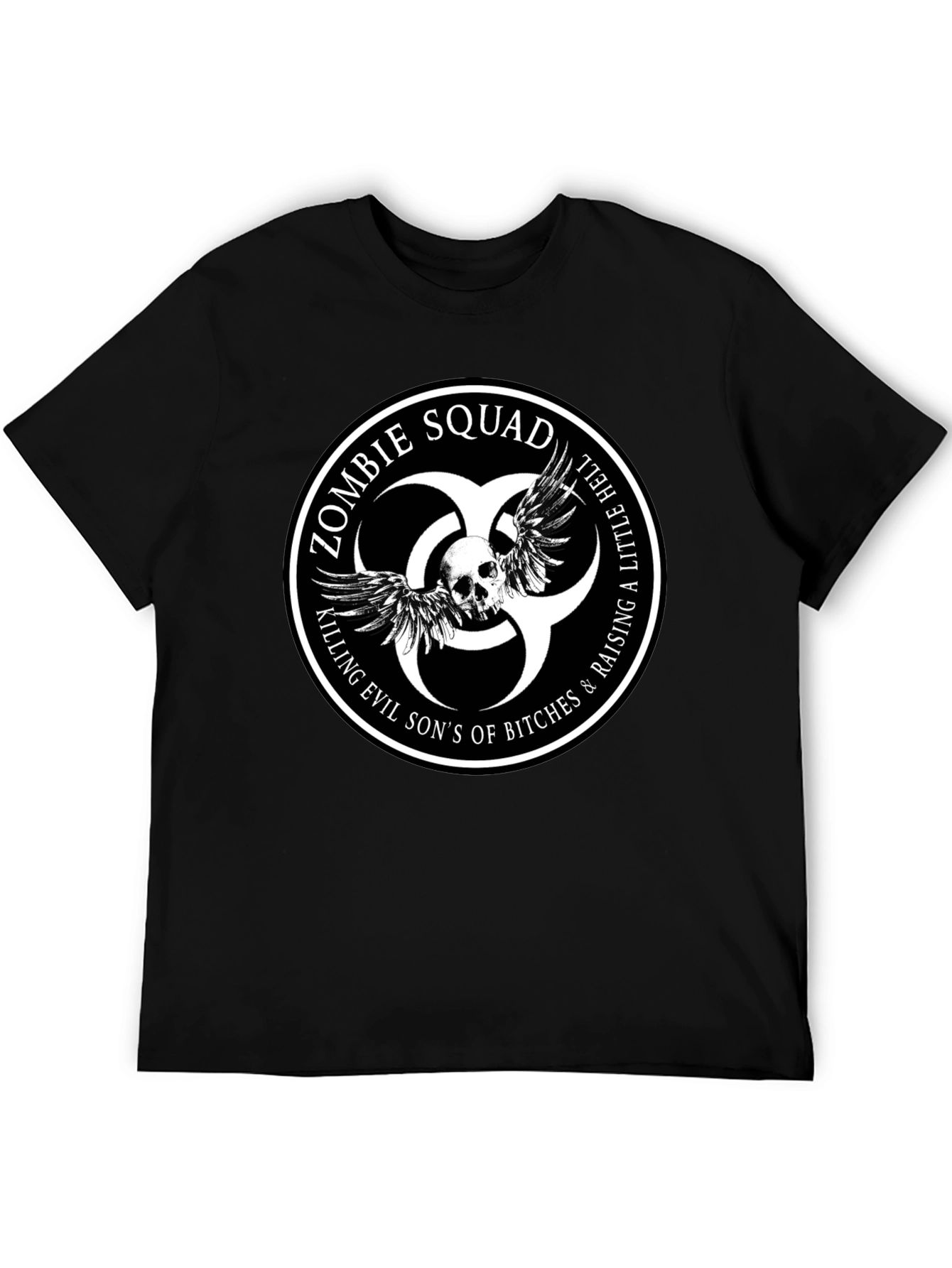 Zombie Squad Graphic Tee - Skull & Wings Design
