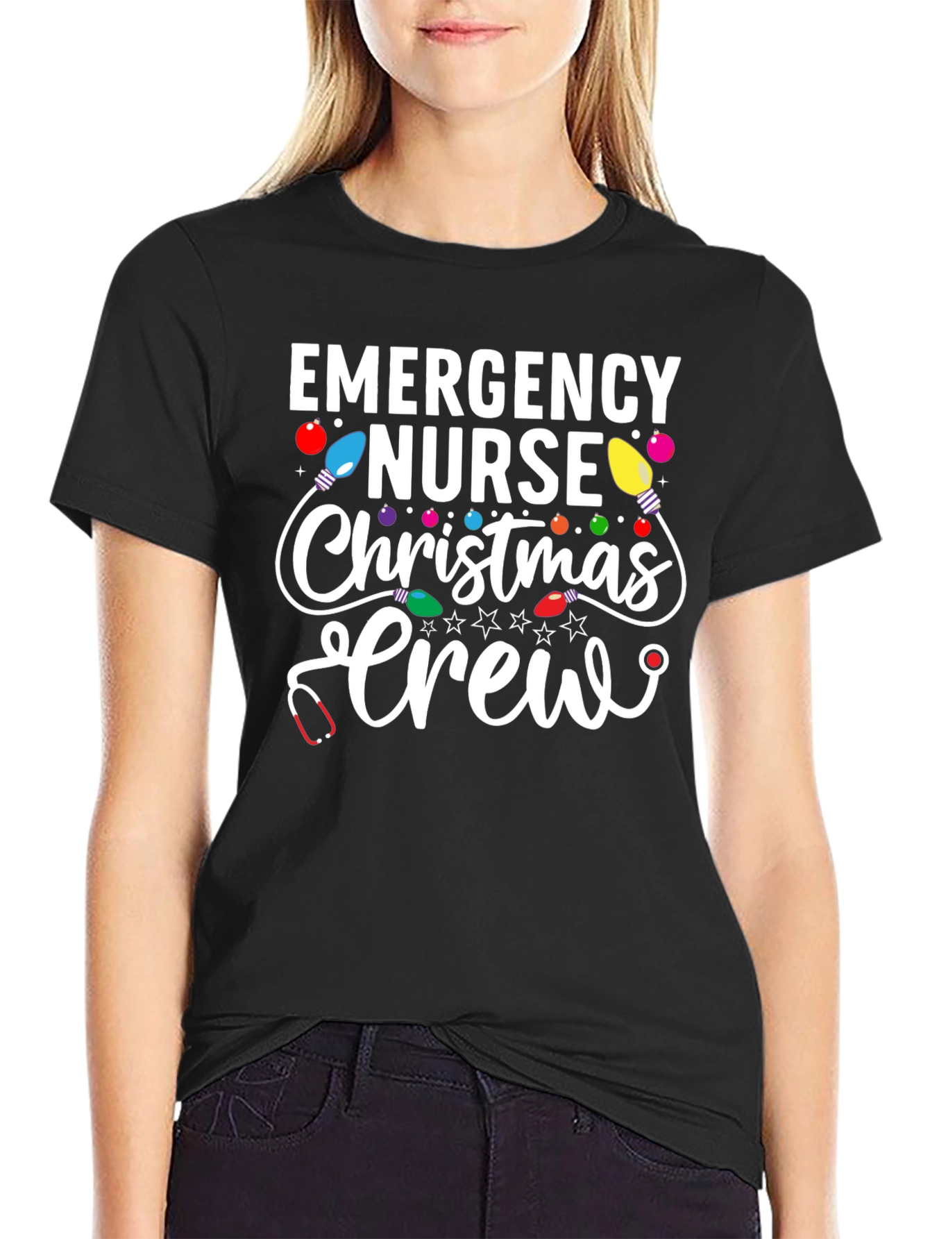 Emergency Nurse Christmas Crew T-Shirt