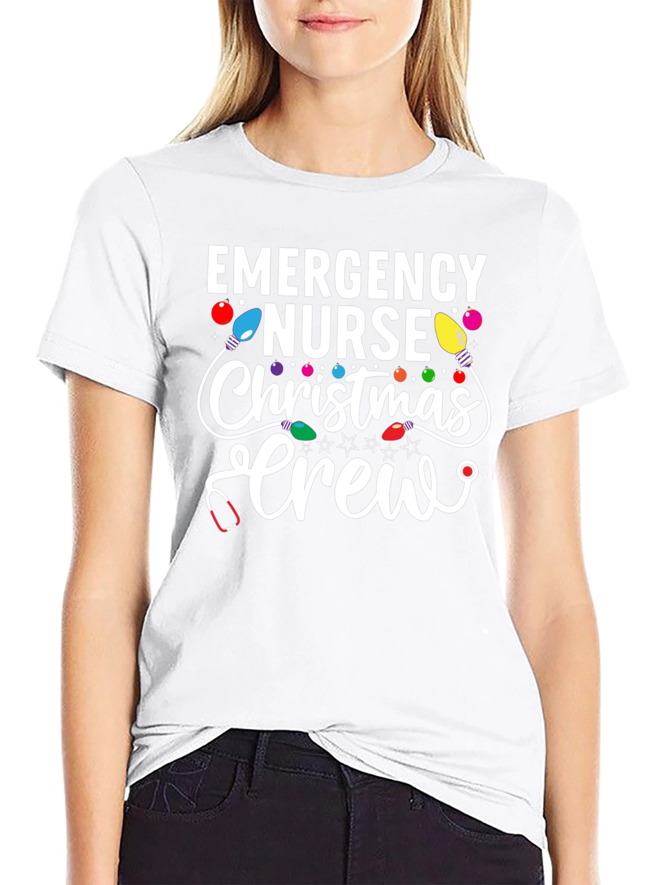 Emergency Nurse Christmas Crew T-Shirt