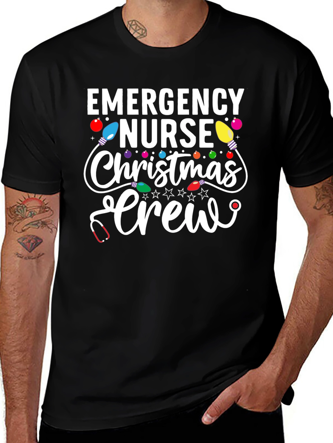 Emergency Nurse Christmas Crew T-Shirt