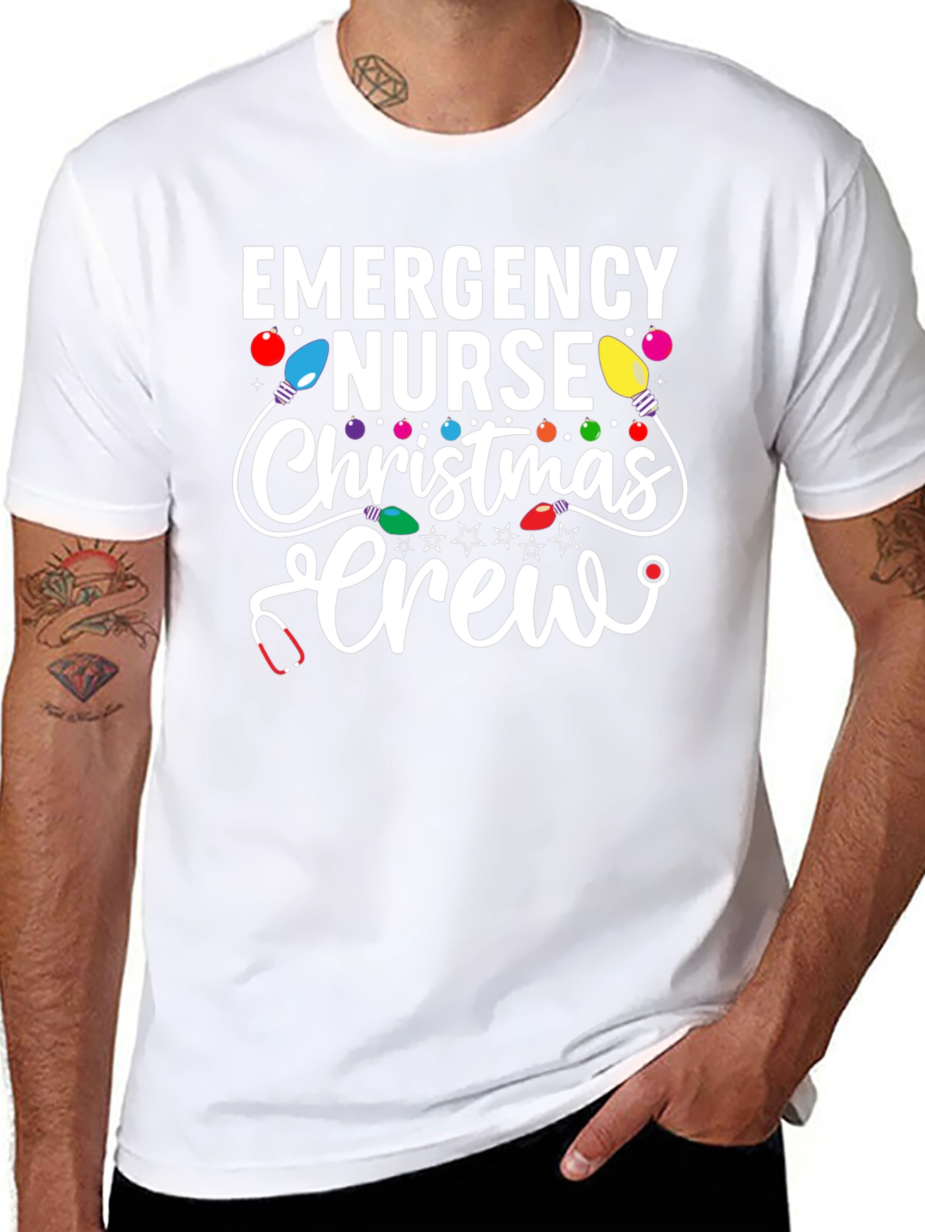 Emergency Nurse Christmas Crew T-Shirt