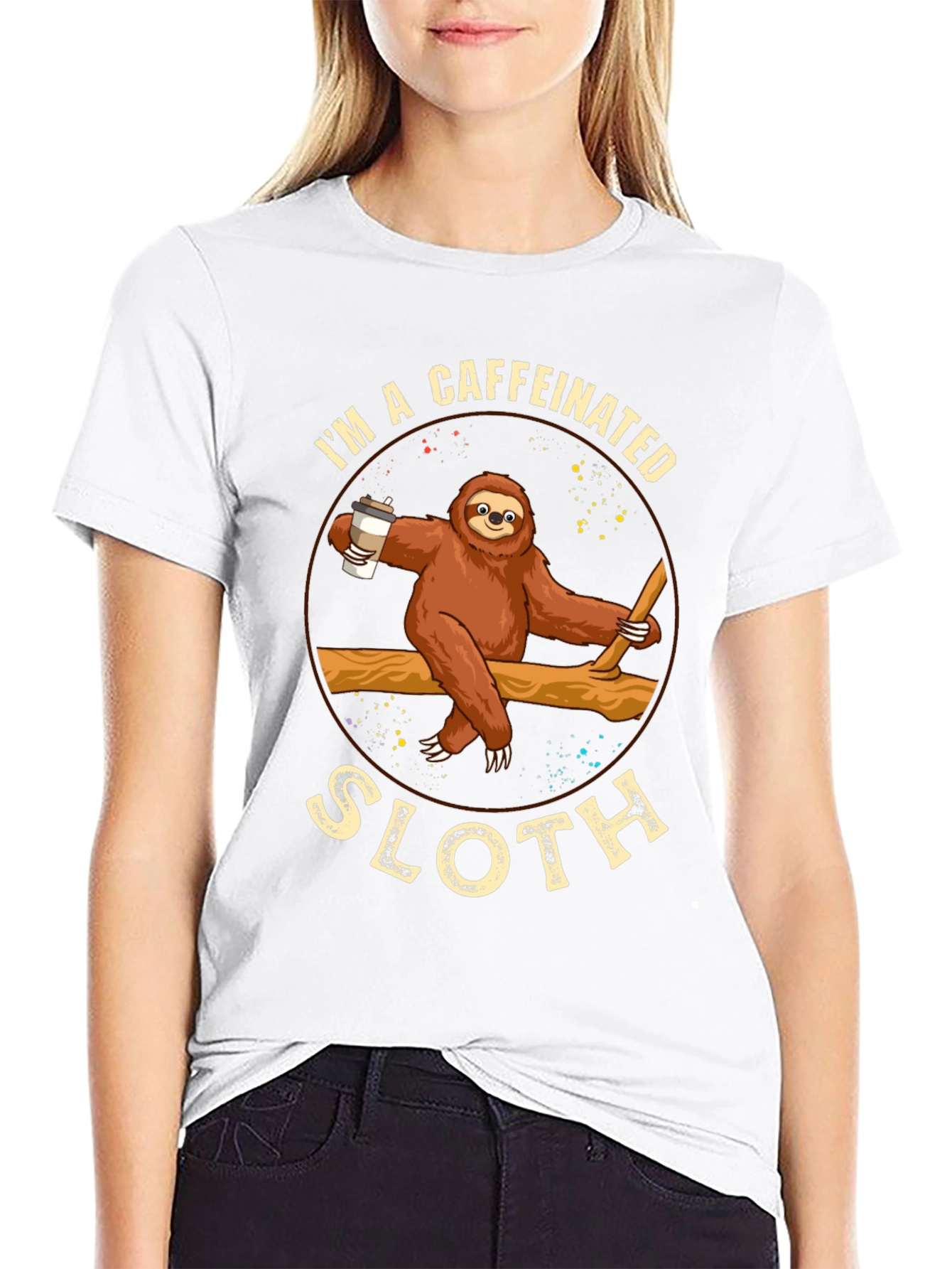 Caffeinated Sloth Graphic T-Shirt - Unisex