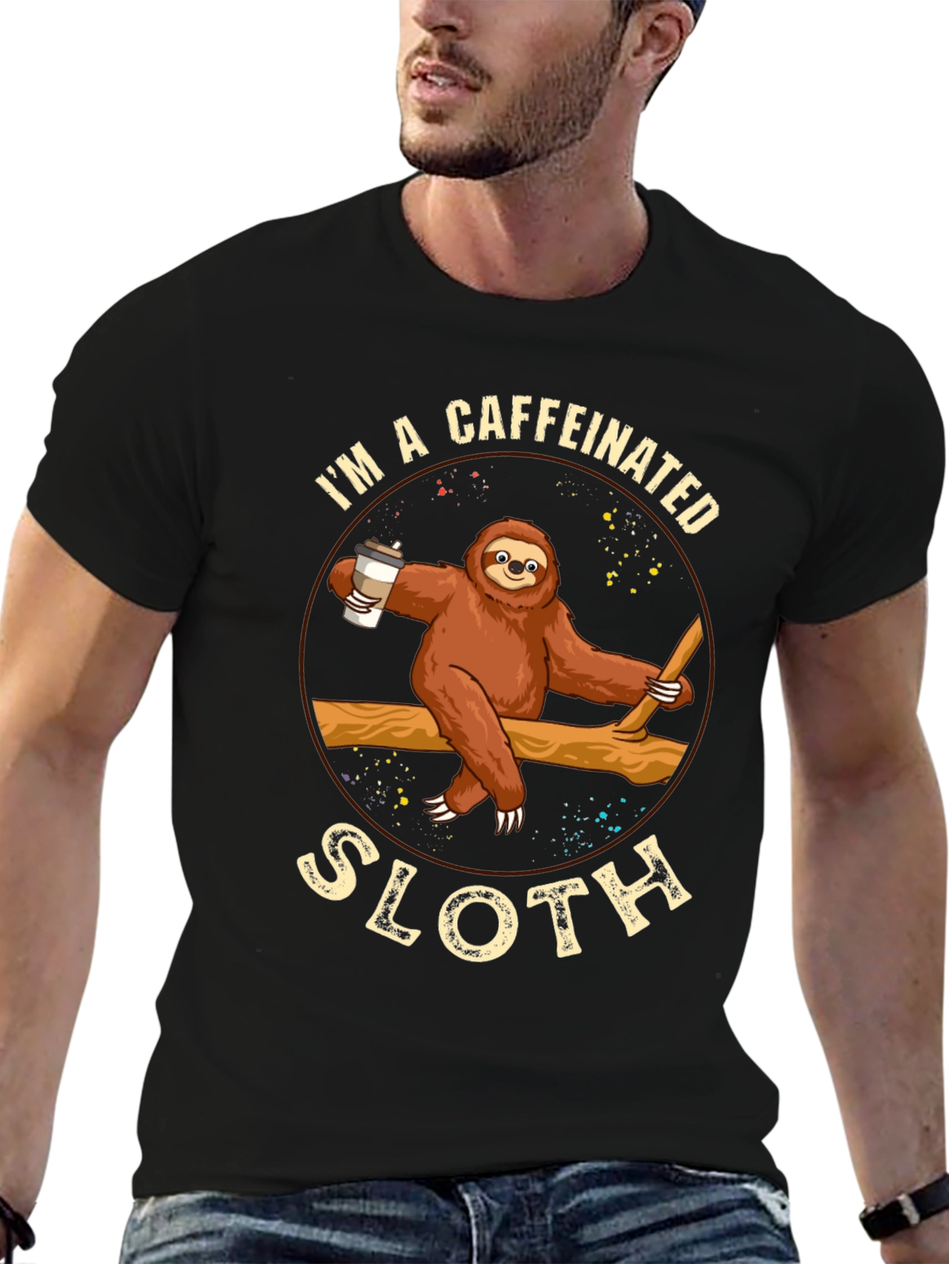 Caffeinated Sloth Graphic T-Shirt - Unisex
