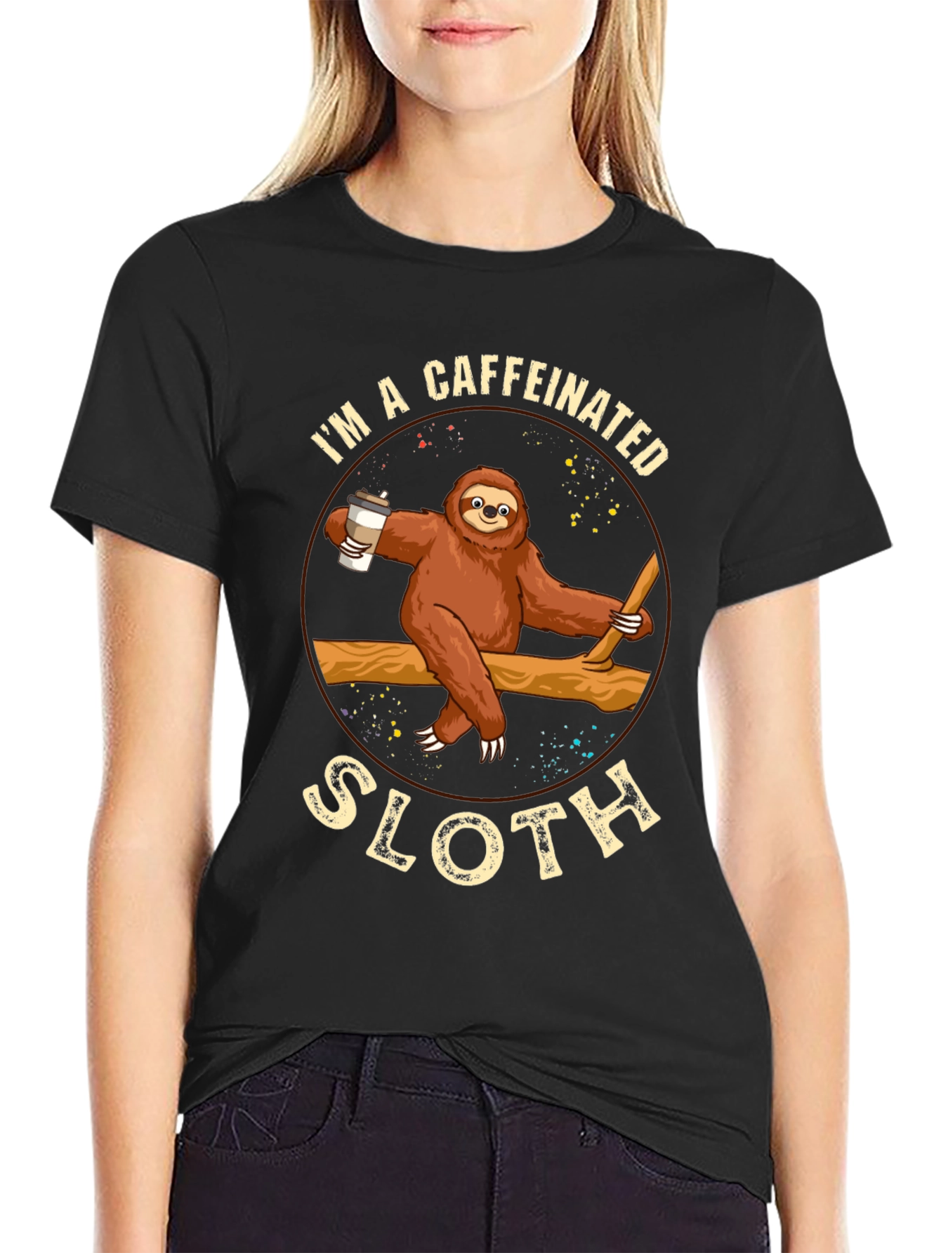 Caffeinated Sloth Graphic T-Shirt - Unisex