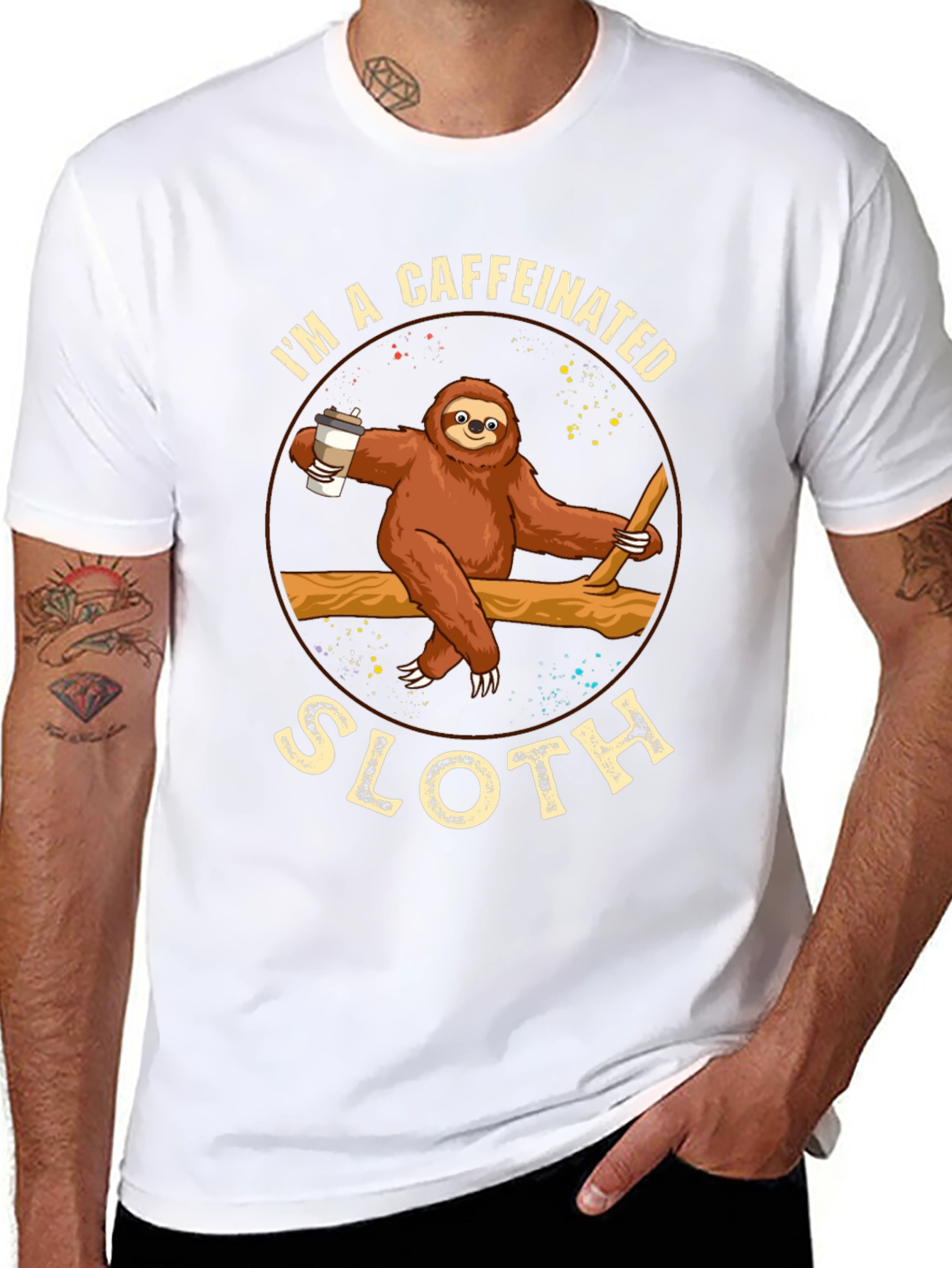 Caffeinated Sloth Graphic T-Shirt - Unisex