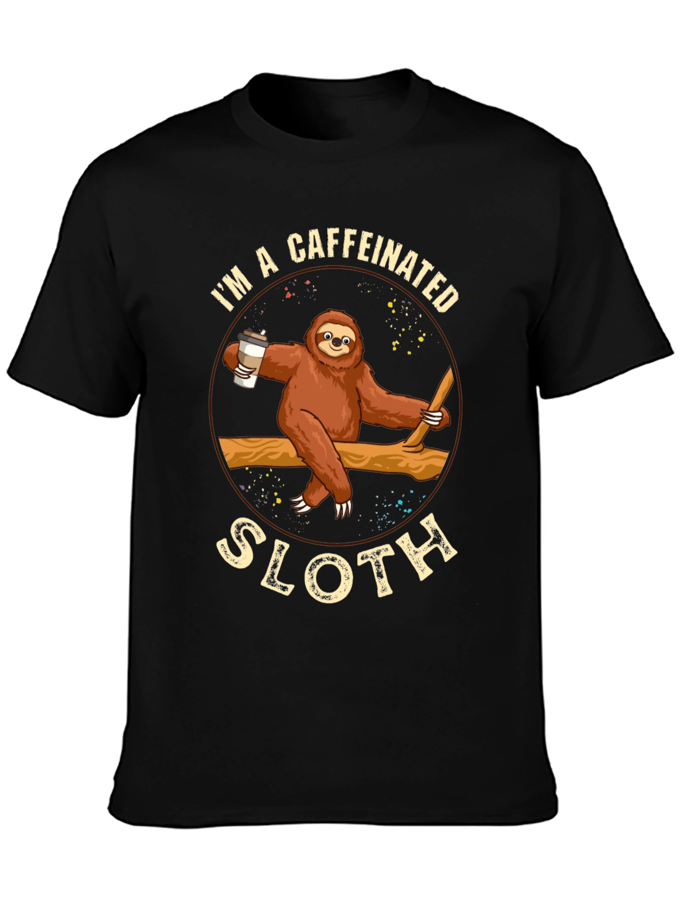 Caffeinated Sloth Graphic T-Shirt - Unisex