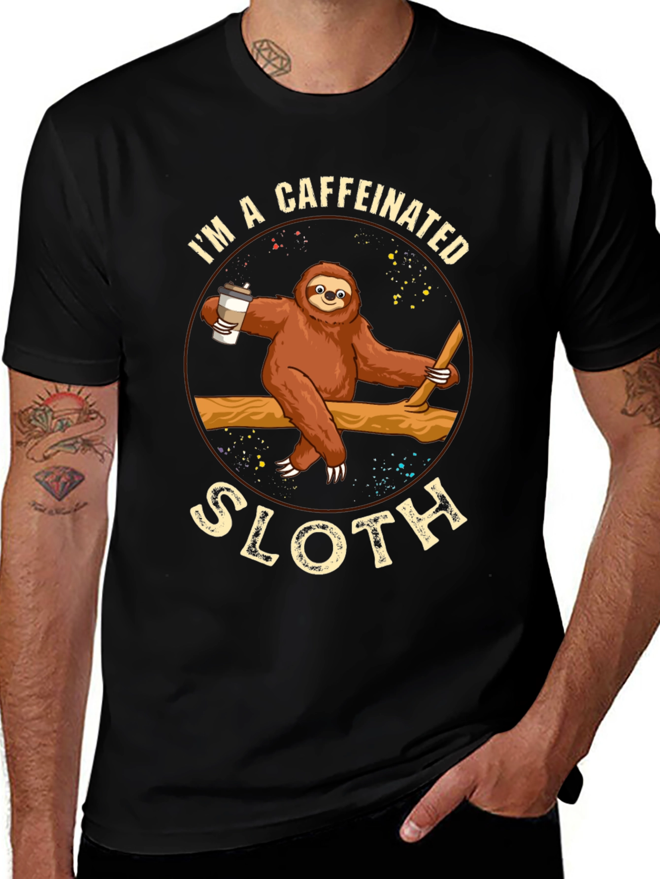 Caffeinated Sloth Graphic T-Shirt - Unisex