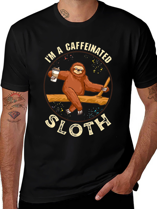 Caffeinated Sloth Graphic T-Shirt - Unisex