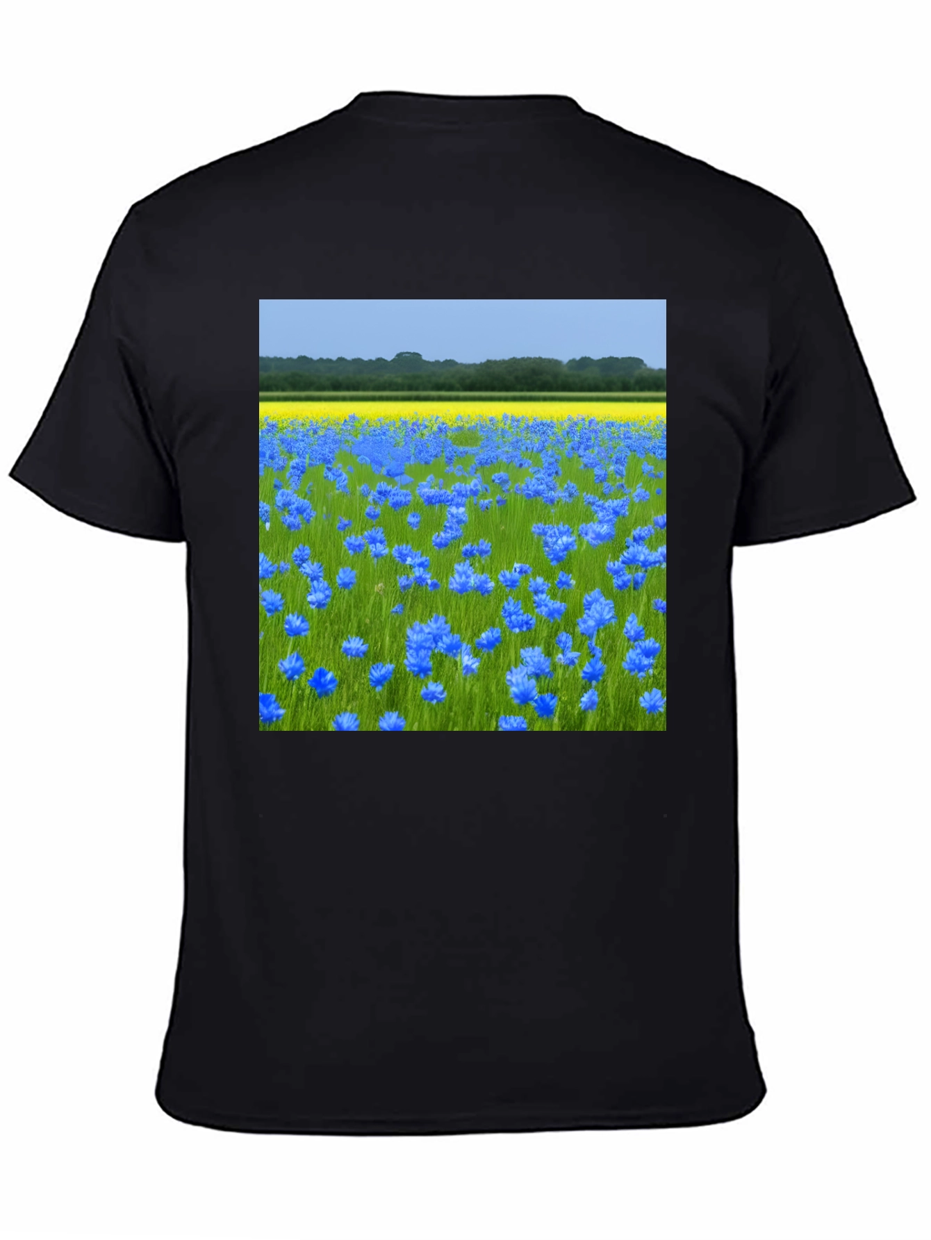 Blue Flowers Field Graphic Tee - Nature Lovers Shirt