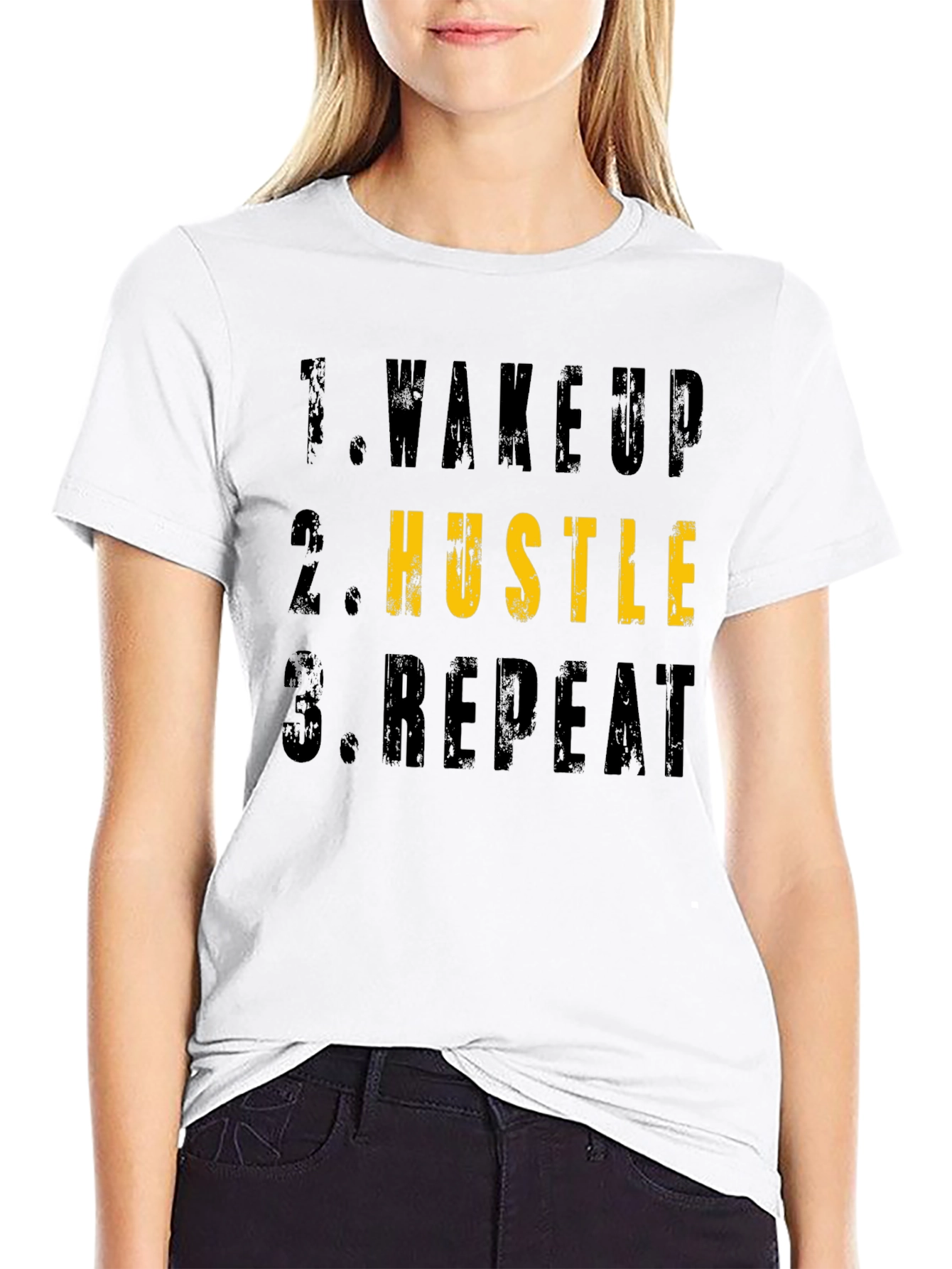 Wake Up Hustle Repeat Graphic T-Shirt