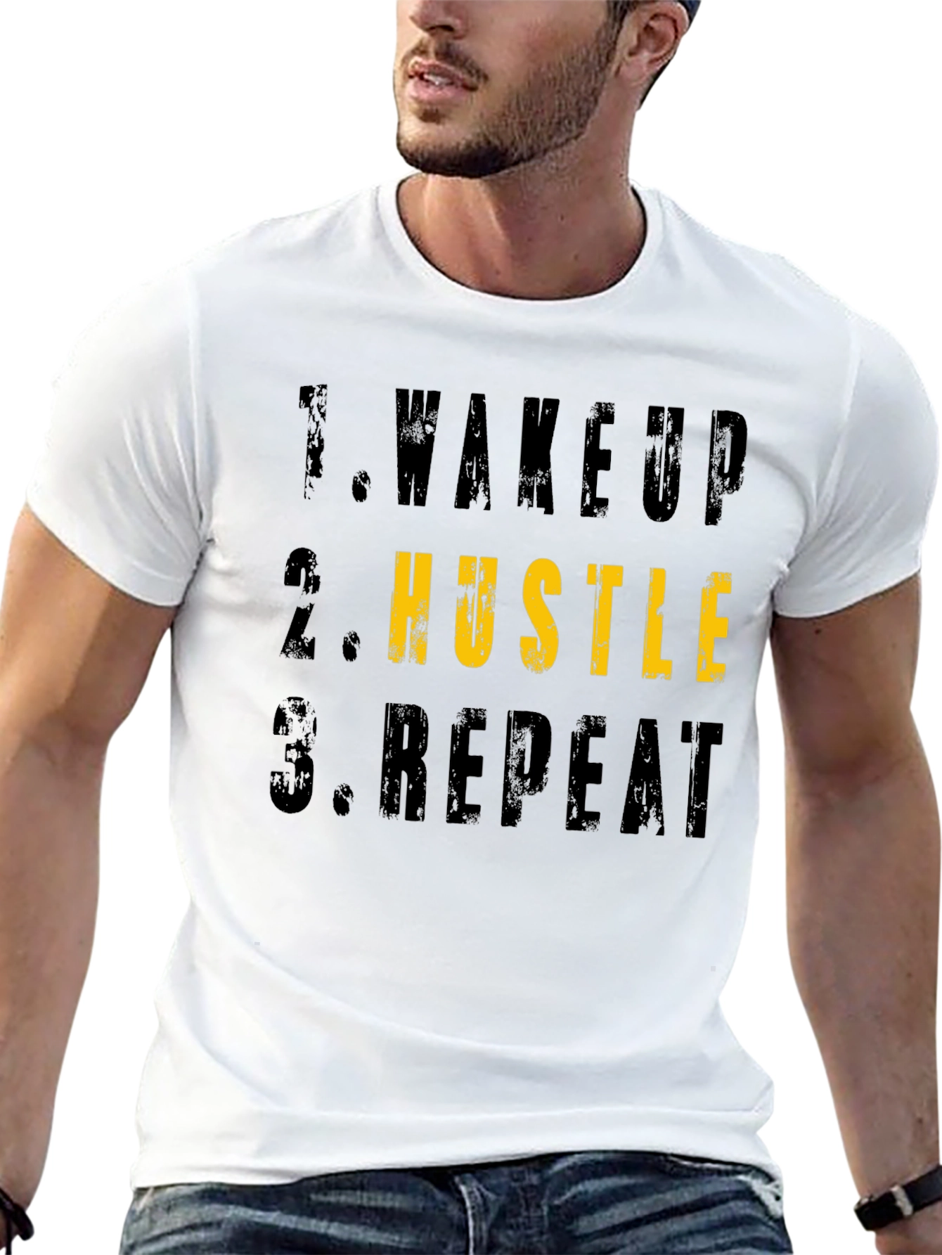 Wake Up Hustle Repeat Graphic T-Shirt