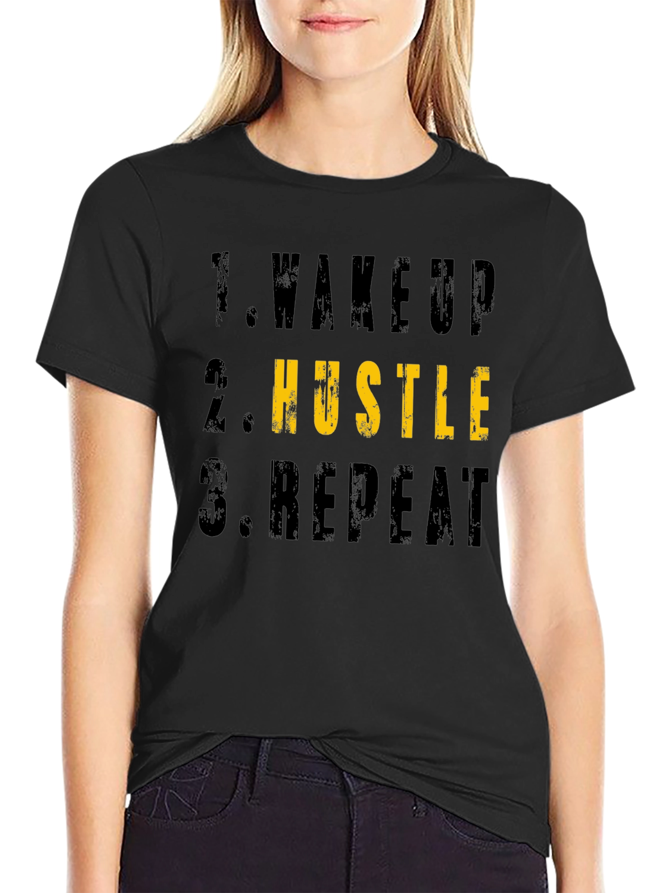 Wake Up Hustle Repeat Graphic T-Shirt