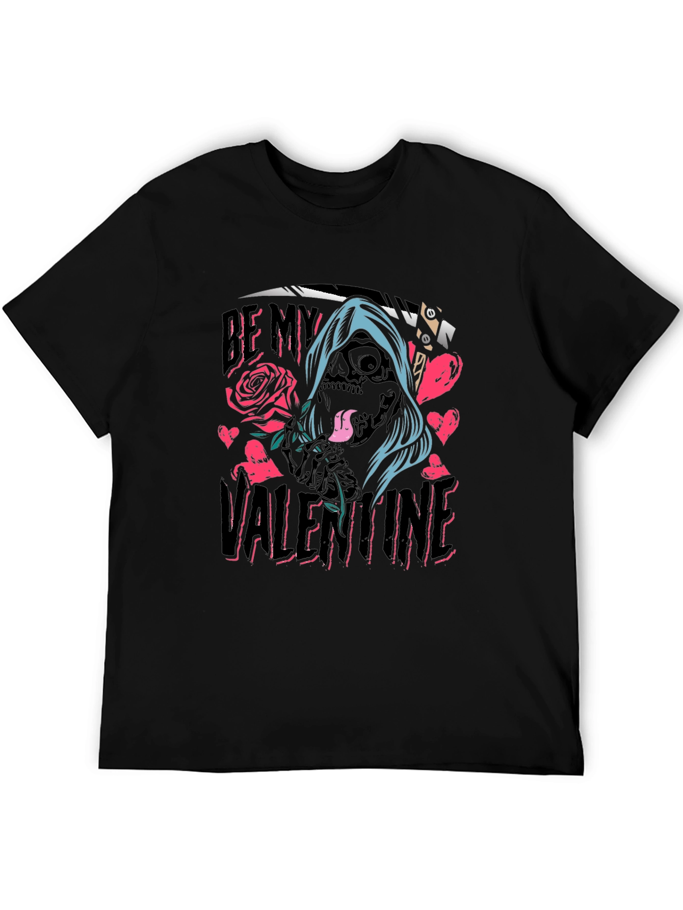 Be My Valentine Grim Reaper Graphic T-Shirt