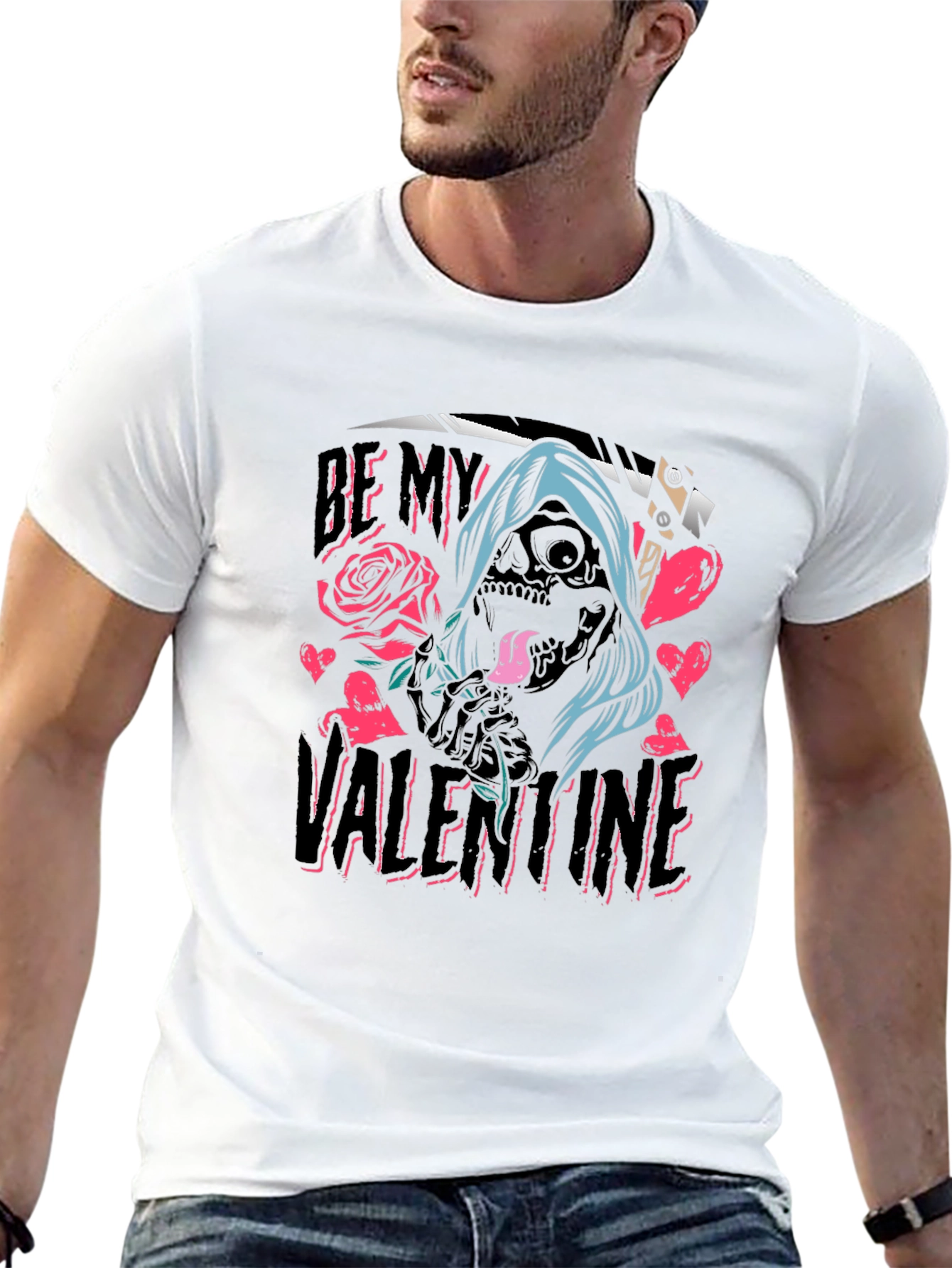 Be My Valentine Grim Reaper Graphic T-Shirt