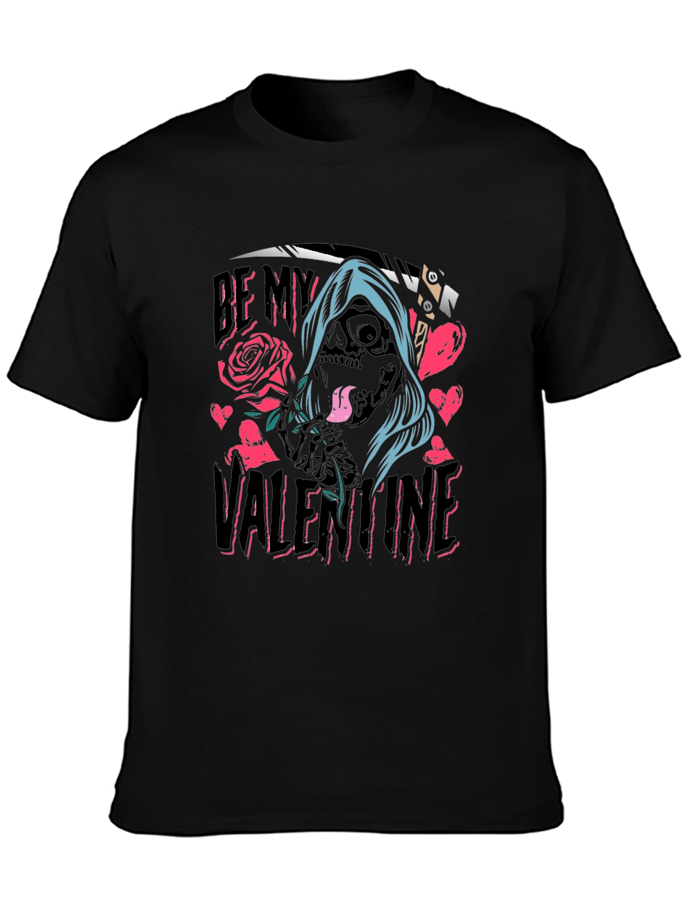 Be My Valentine Grim Reaper Graphic T-Shirt