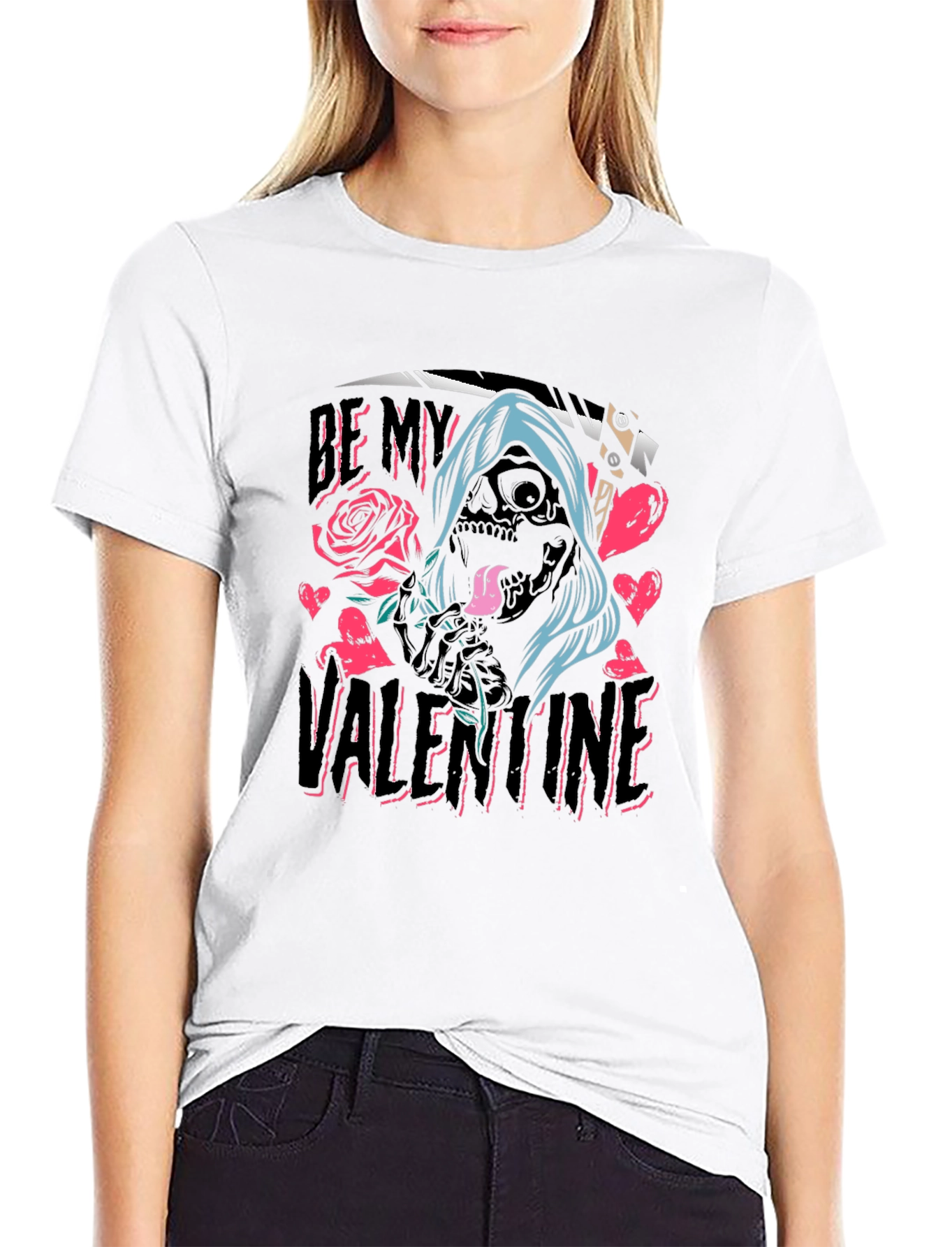 Be My Valentine Grim Reaper Graphic T-Shirt
