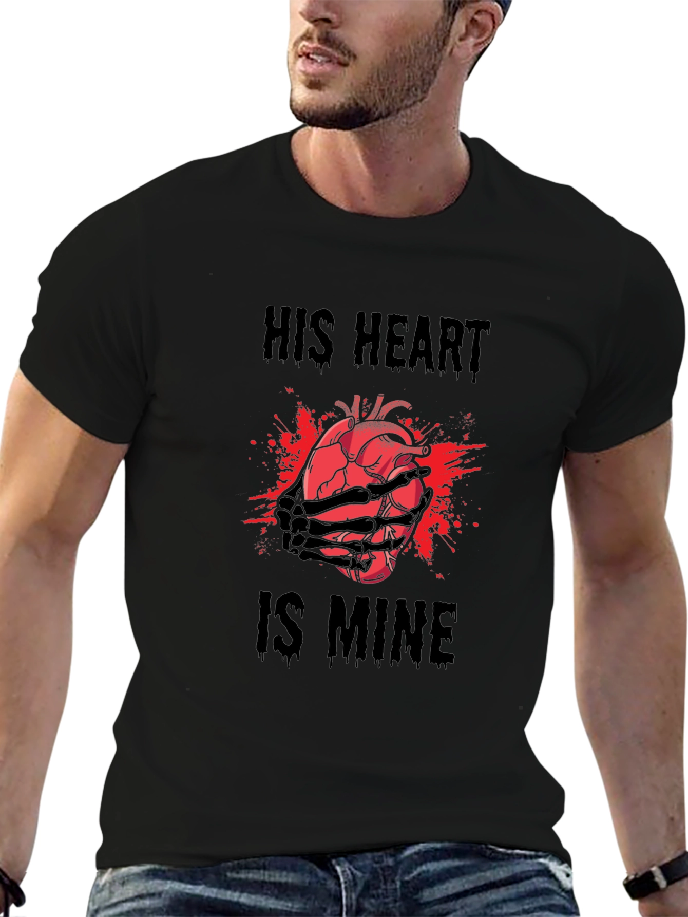 His Heart is Mine Graphic Tee - Black