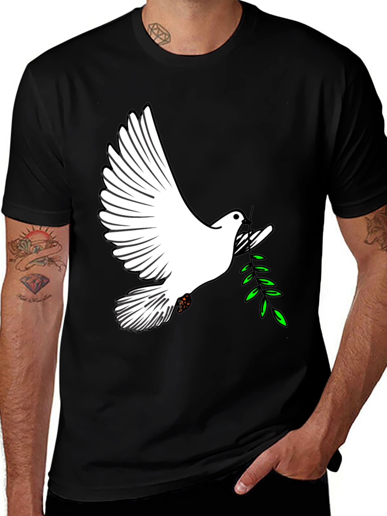 Peace Dove Graphic Tee - Stylish Black T-Shirt