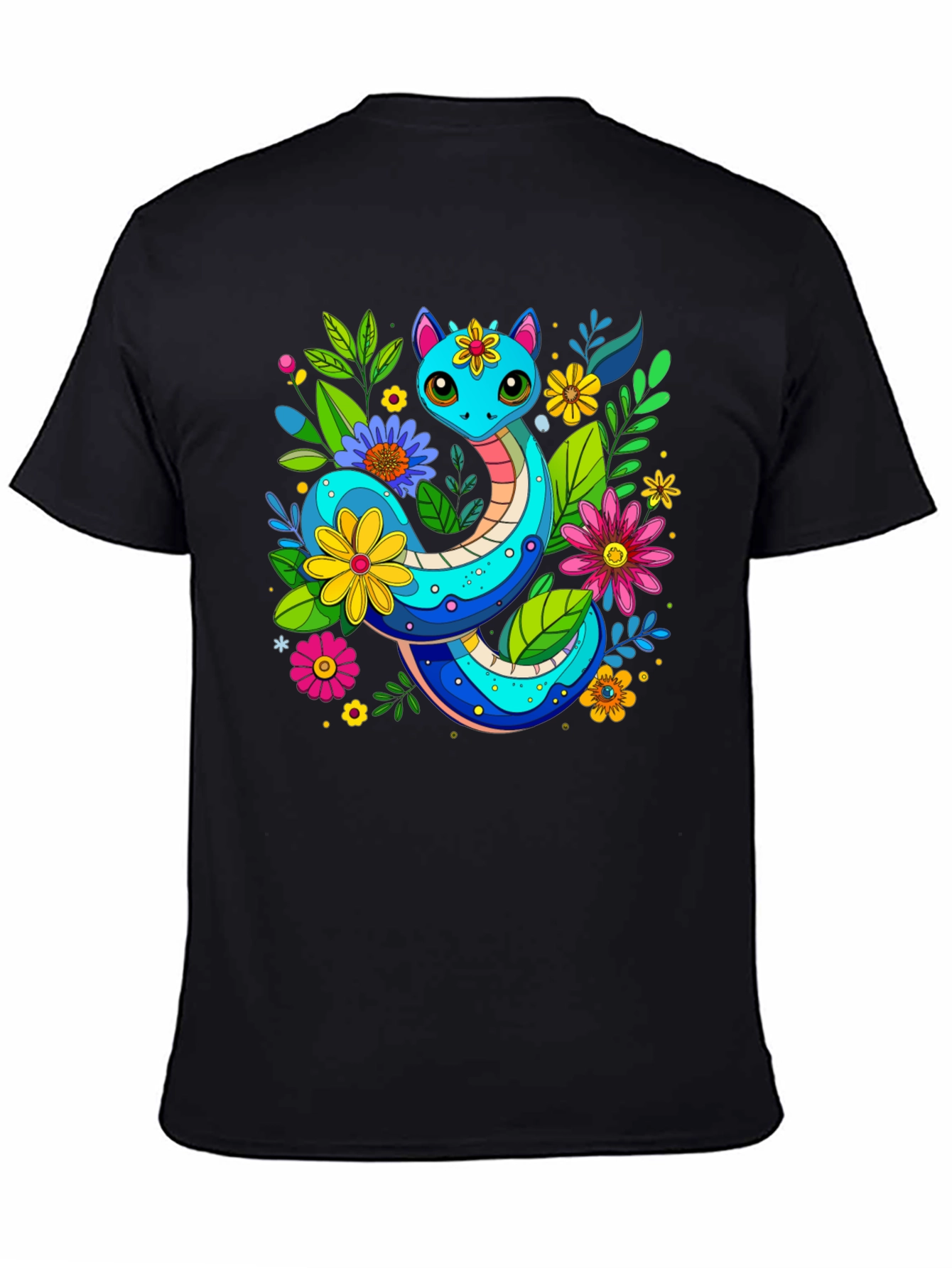 Floral Snake Graphic T-Shirt - Unique Animal Print