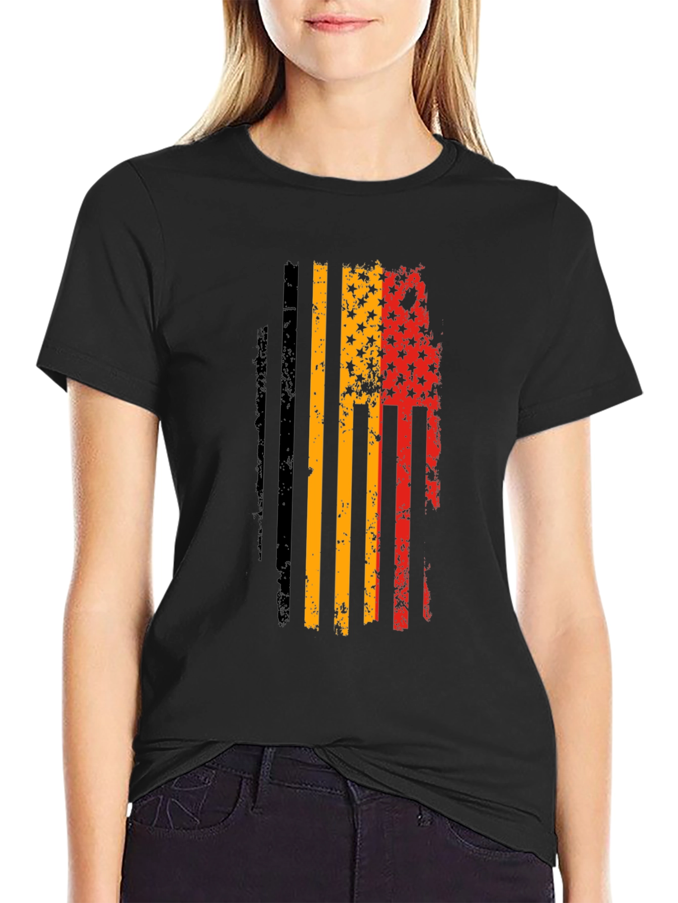 German American Flag Distressed T-Shirt