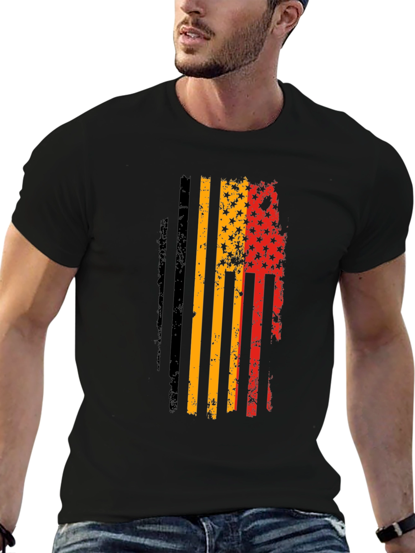 German American Flag Distressed T-Shirt
