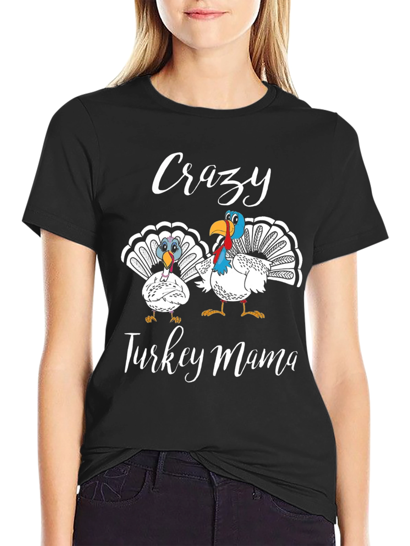 Crazy Turkey Mama Black T-Shirt