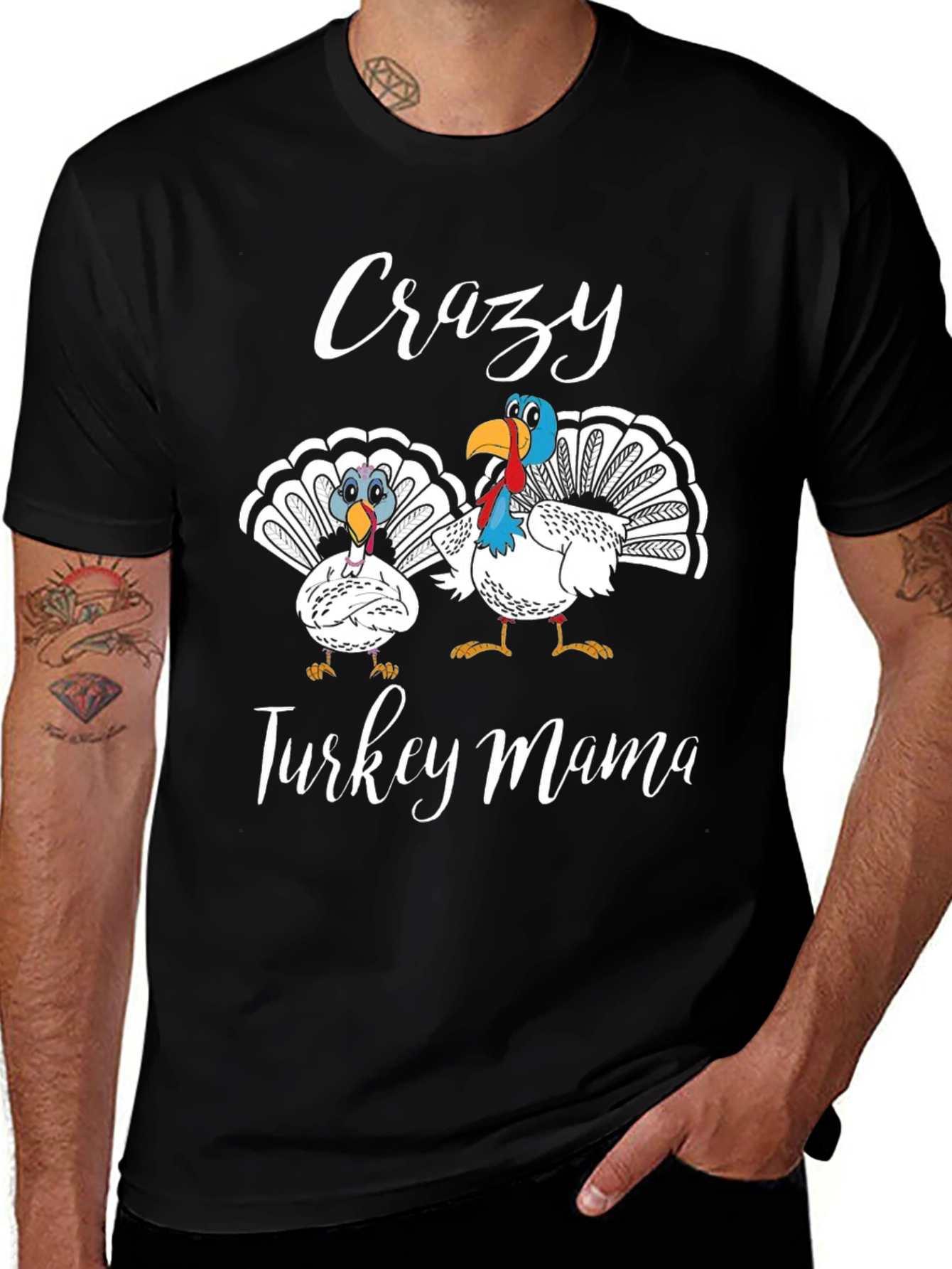Crazy Turkey Mama Black T-Shirt