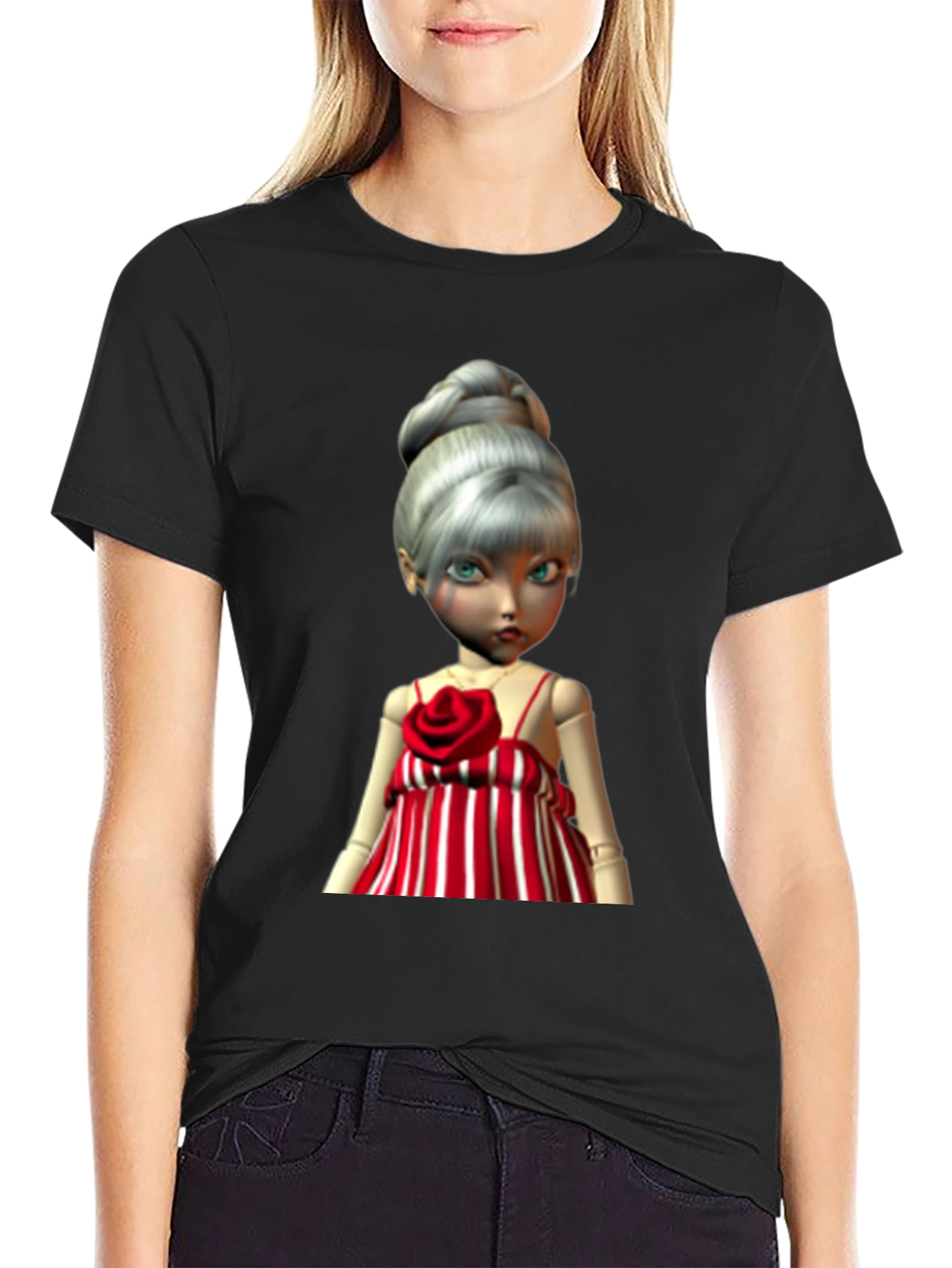 Doll Graphic Print T-Shirt - Unique Style