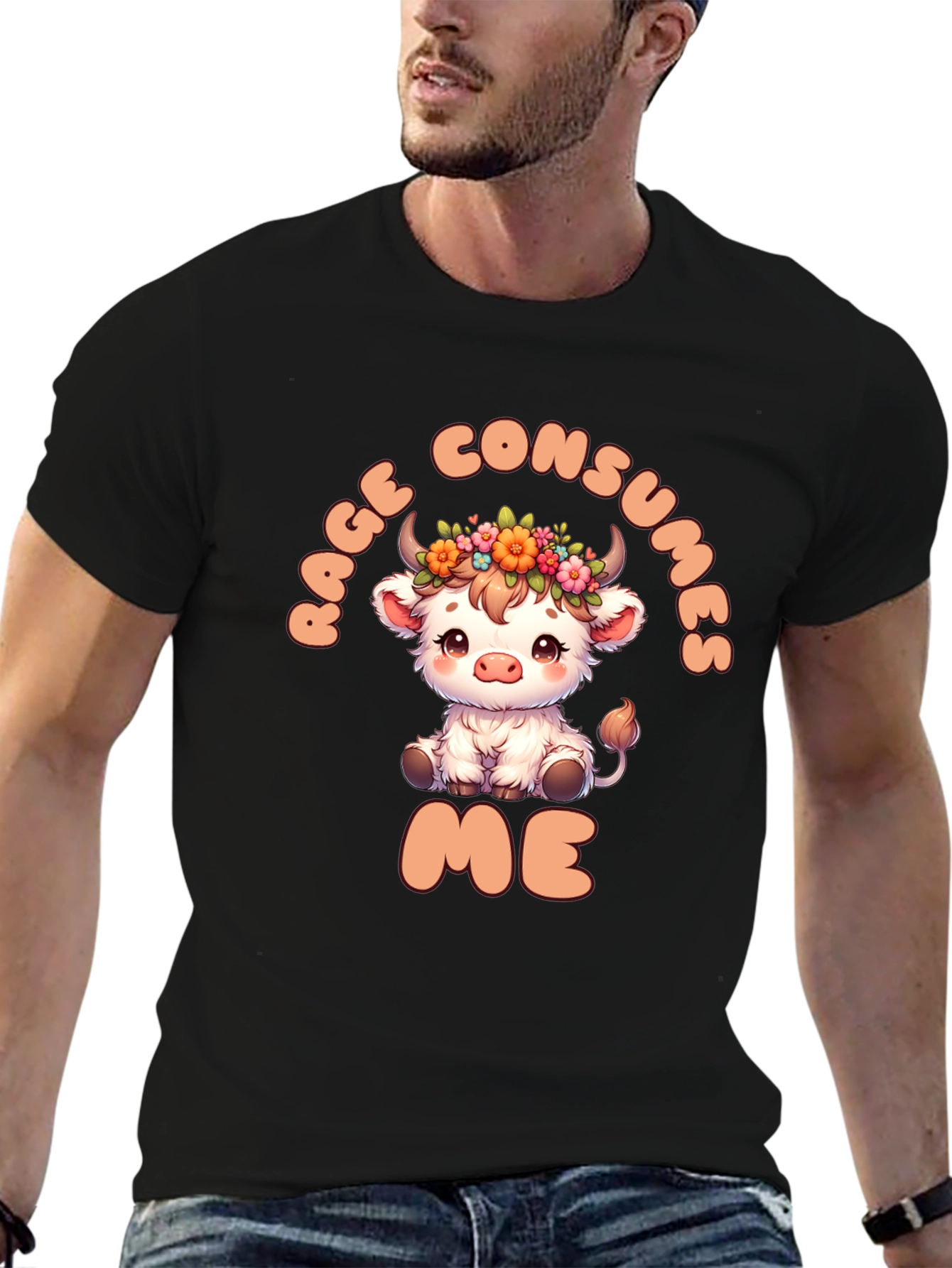 Rage Consumes Me Funny Cow Graphic T-Shirt