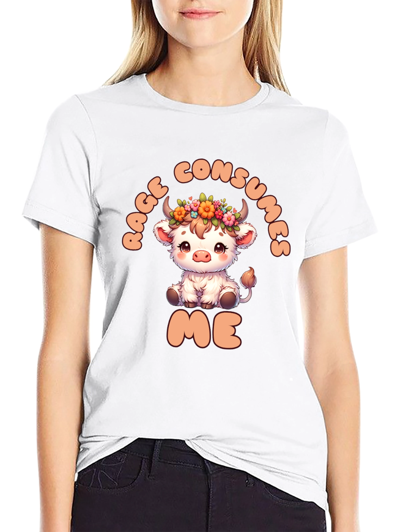 Rage Consumes Me Funny Cow Graphic T-Shirt