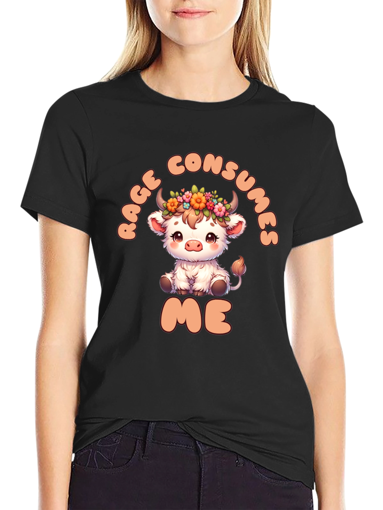 Rage Consumes Me Funny Cow Graphic T-Shirt