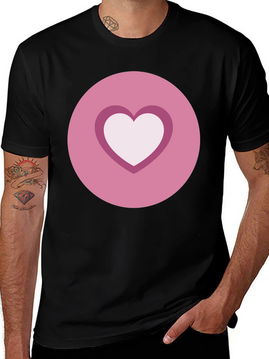 Heart Circle Graphic Tee - Casual Black Shirt